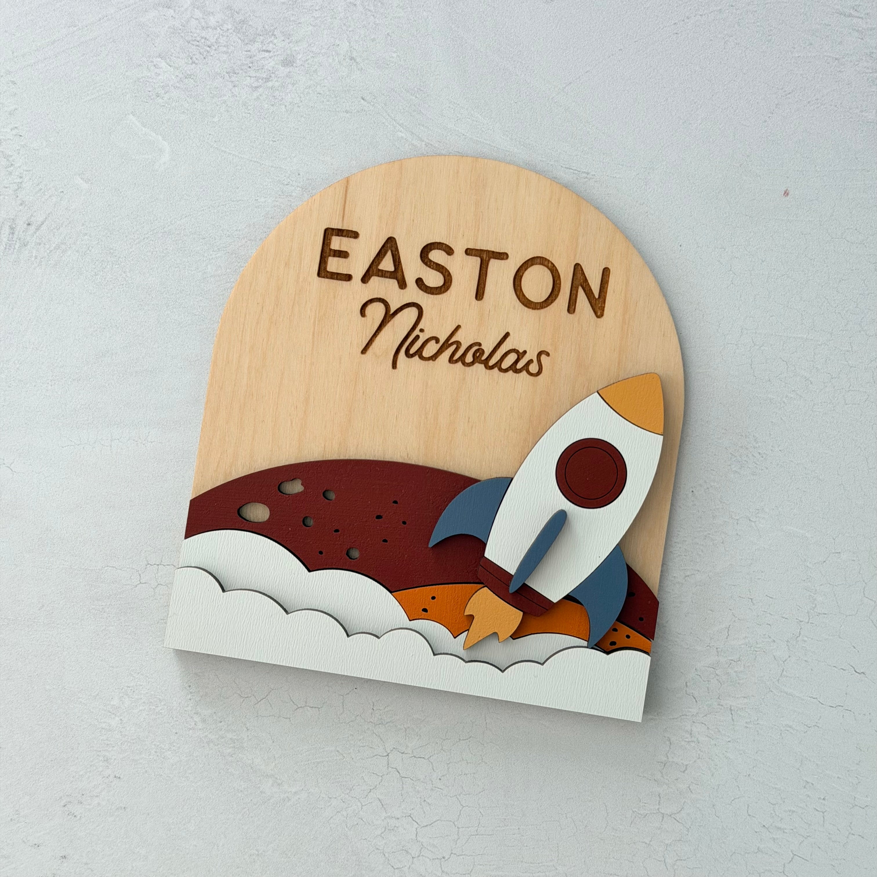 Personalized Rocket Baby Name Sign