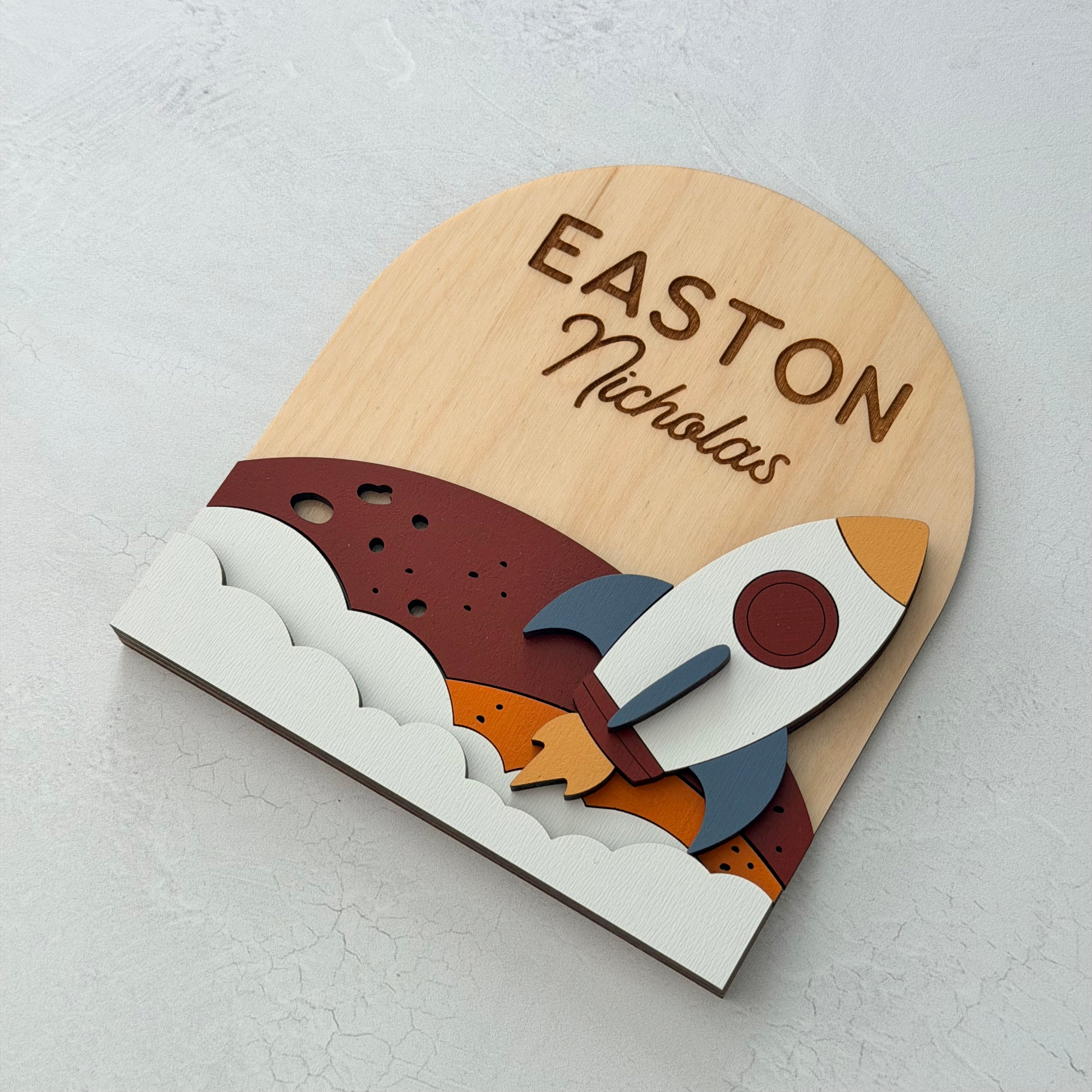 Personalized Rocket Baby Name Sign