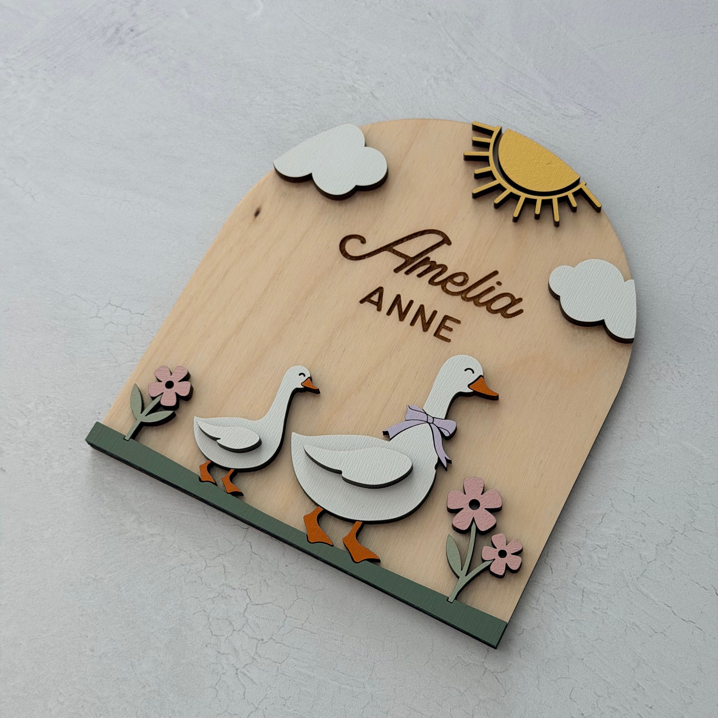 Personalized Goose Baby Name Sign