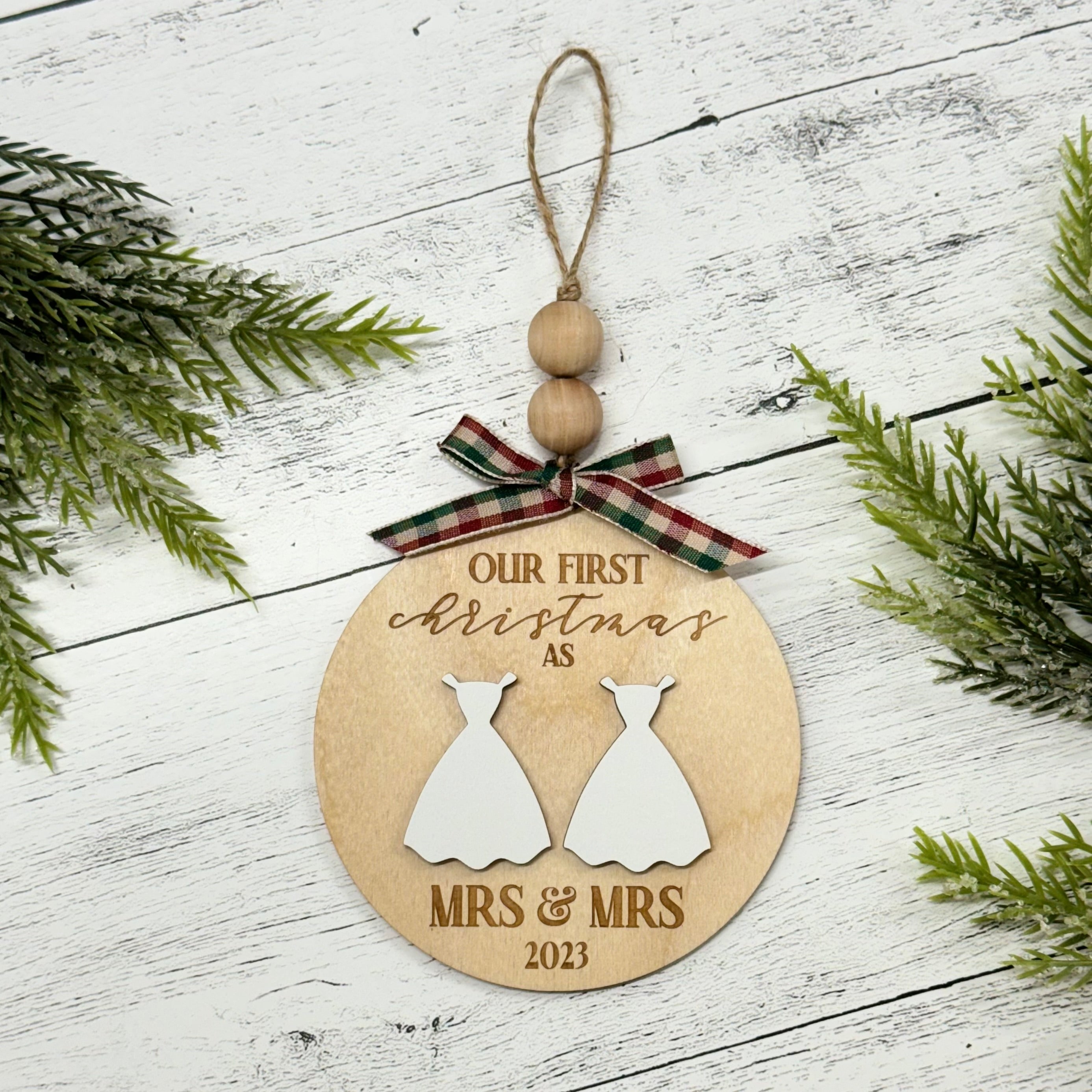 Mrs & Mrs Christmas Tree Ornament | Newlywed Christmas Ornament