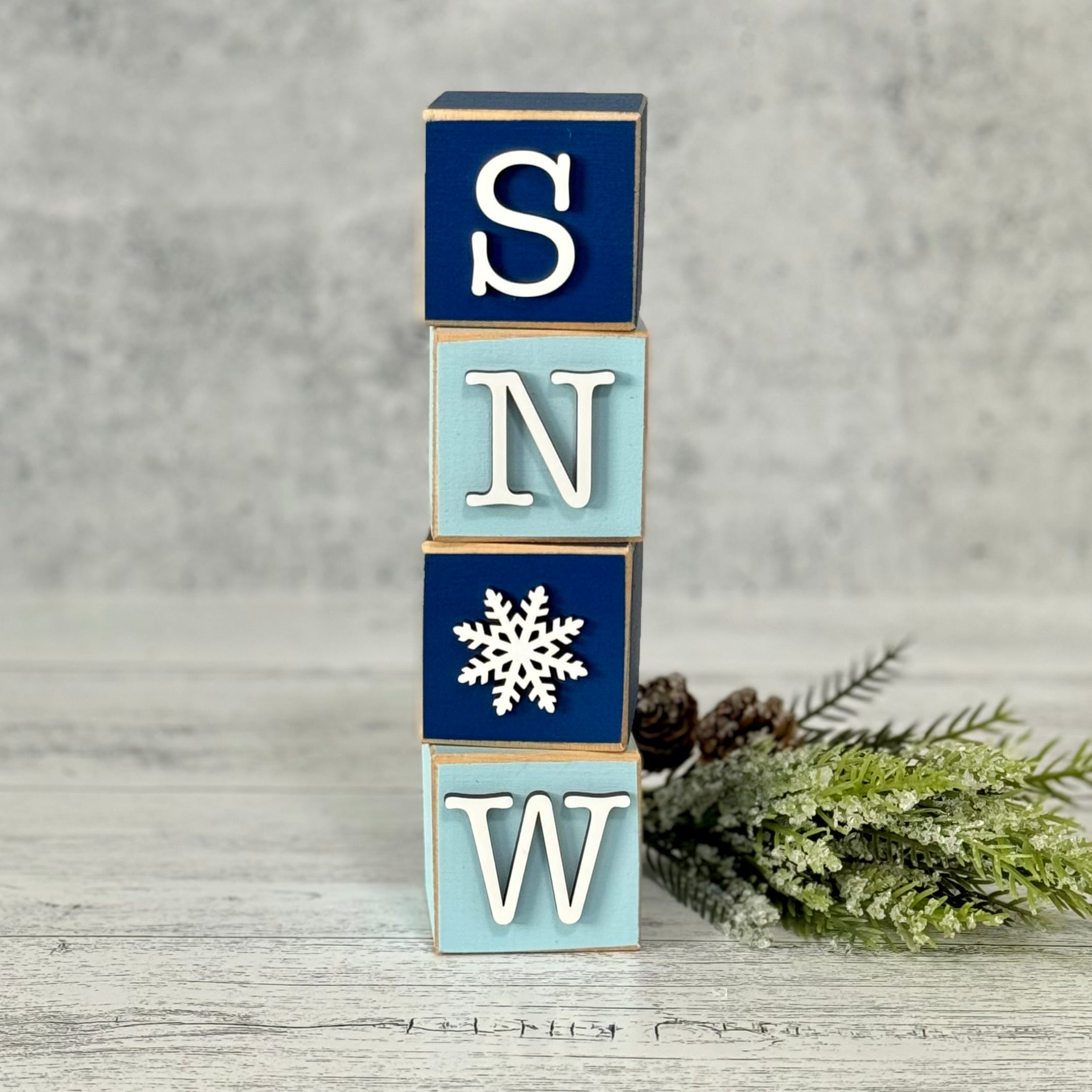 SET | Winter Stacking Word Wooden Blocks