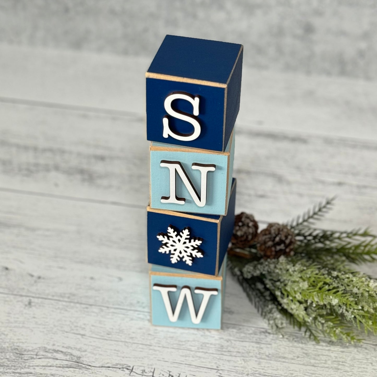 SET | Winter Stacking Word Wooden Blocks
