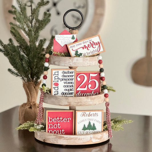 Christmas Tiered Tray Decor Bundle