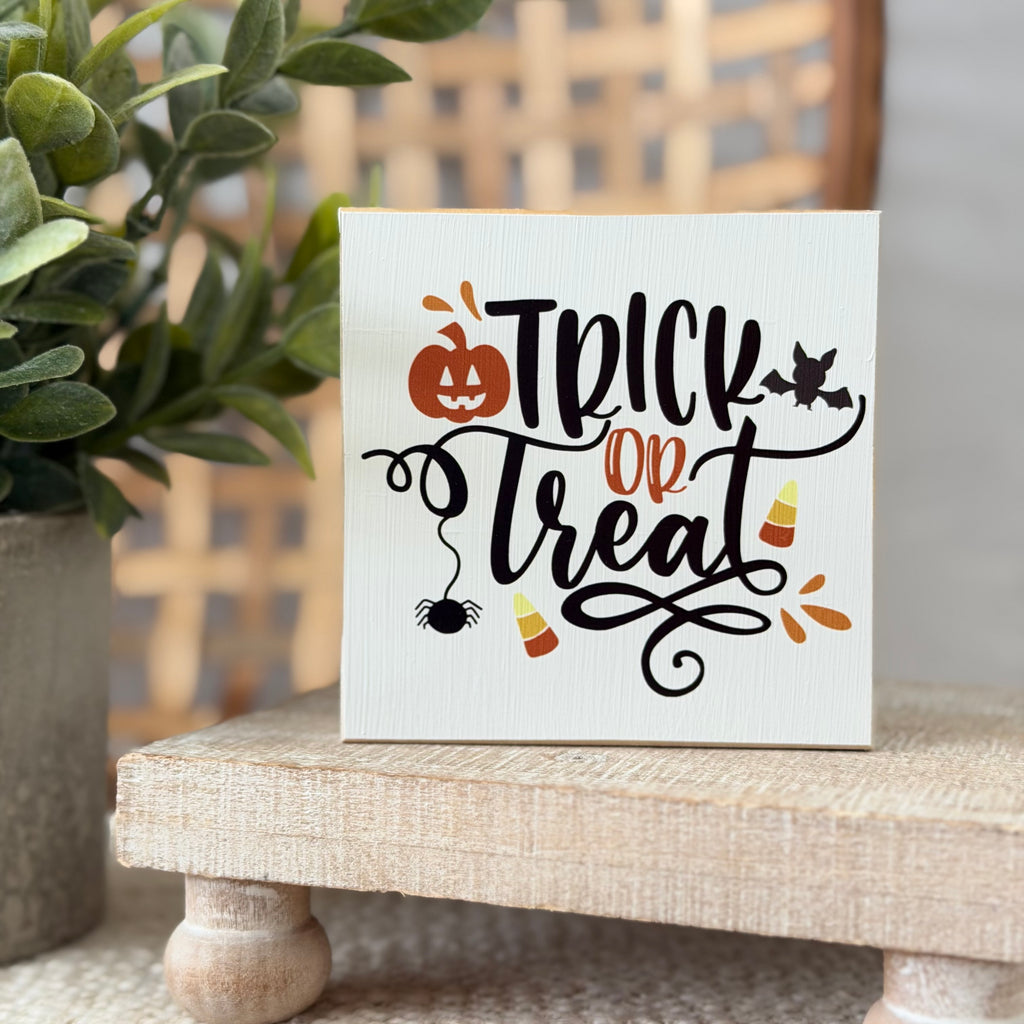 Trick or Treat Halloween Wood Block Sign