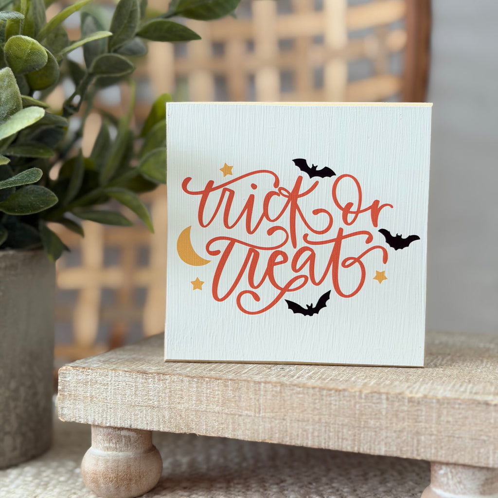 Trick or Treat Halloween Wood Block Sign