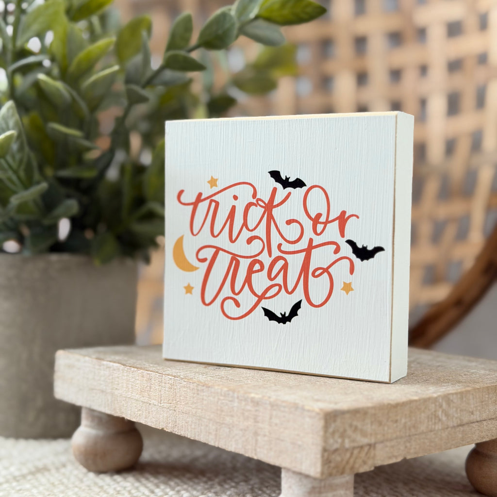 Trick or Treat Halloween Wood Block Sign