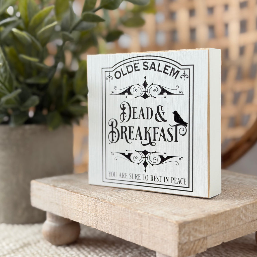 Olde Salem Dead & Breakfast Wood Block Sign