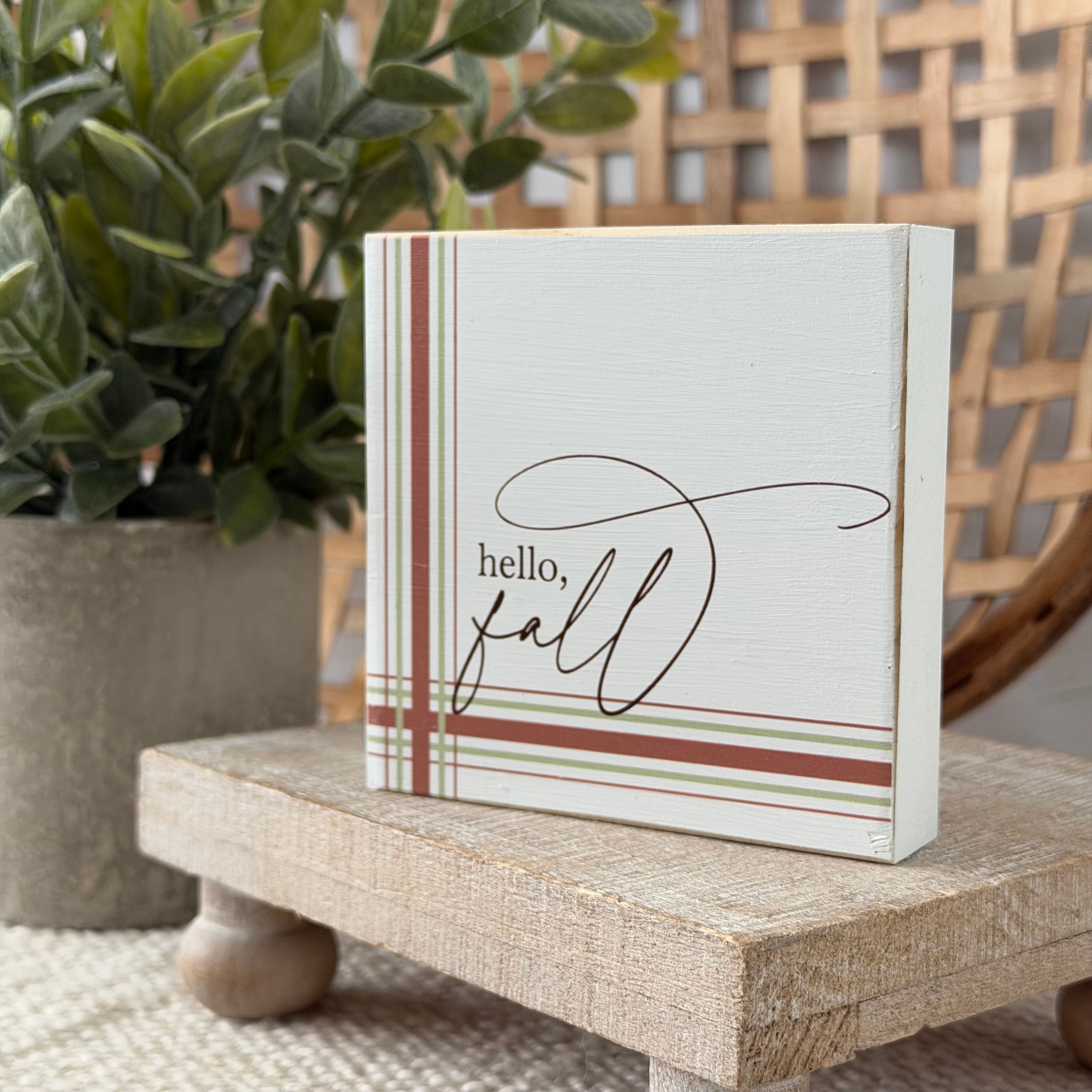 Hello Fall Wood Block Sign