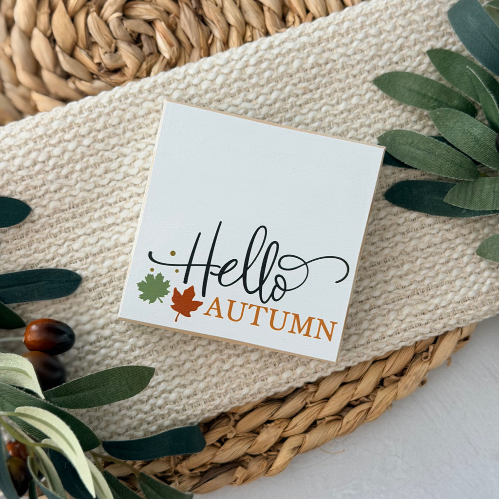 Hello Autumn Wood Block Sign