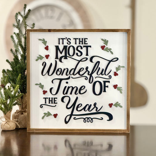 Large Wooden Framed Christmas Sign