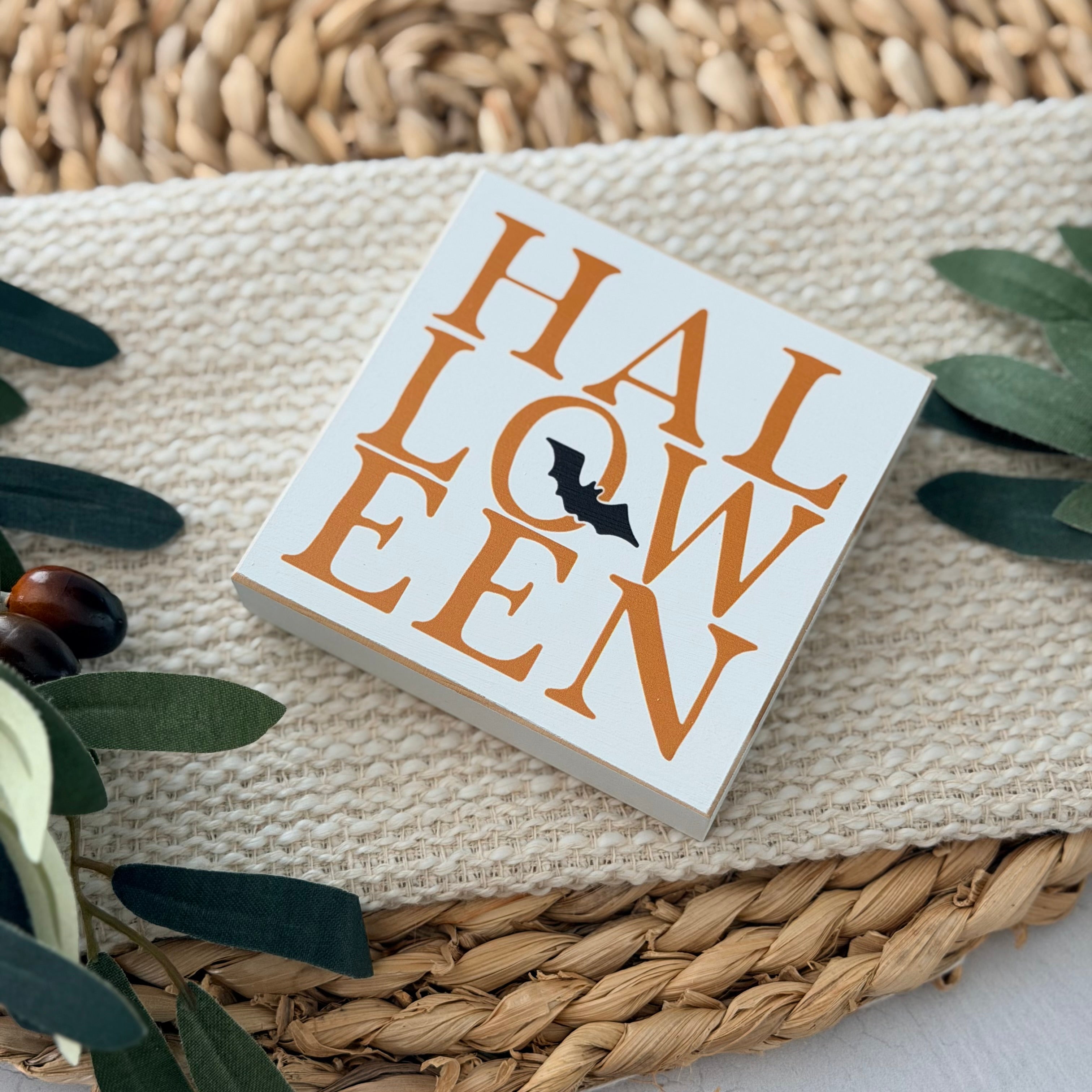 Halloween Wood Block Sign