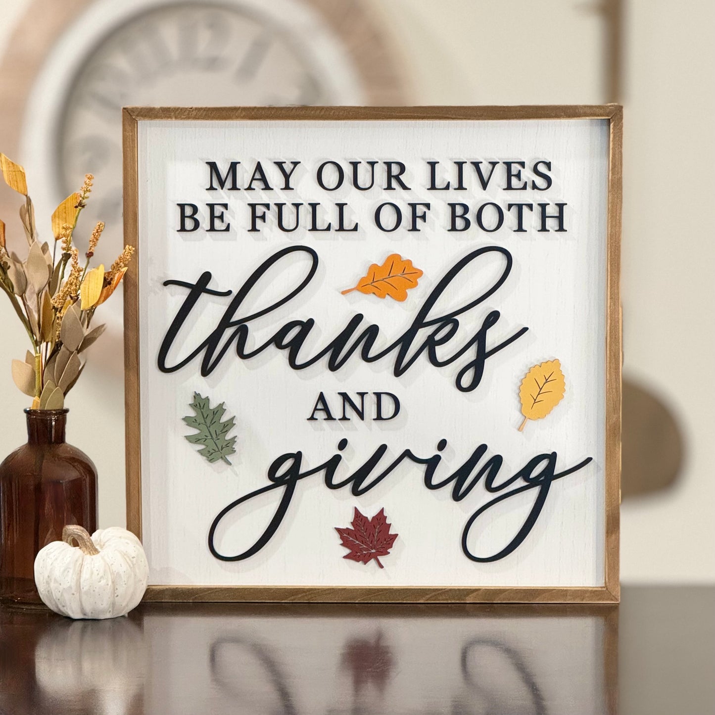 Large Wooden Framed Thanksgiving/Fall Sign