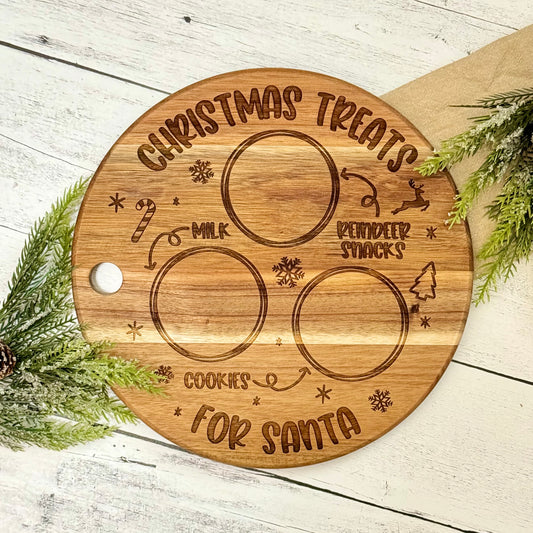 Wooden Santa Milk And Cookie Tray