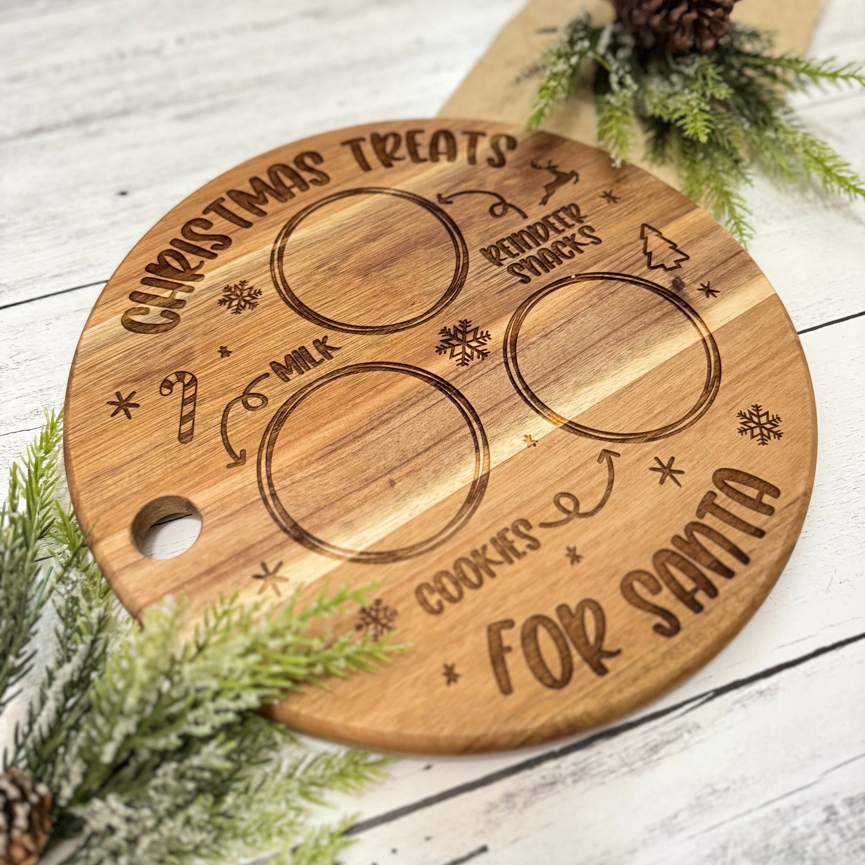 Wooden Santa Milk And Cookie Tray