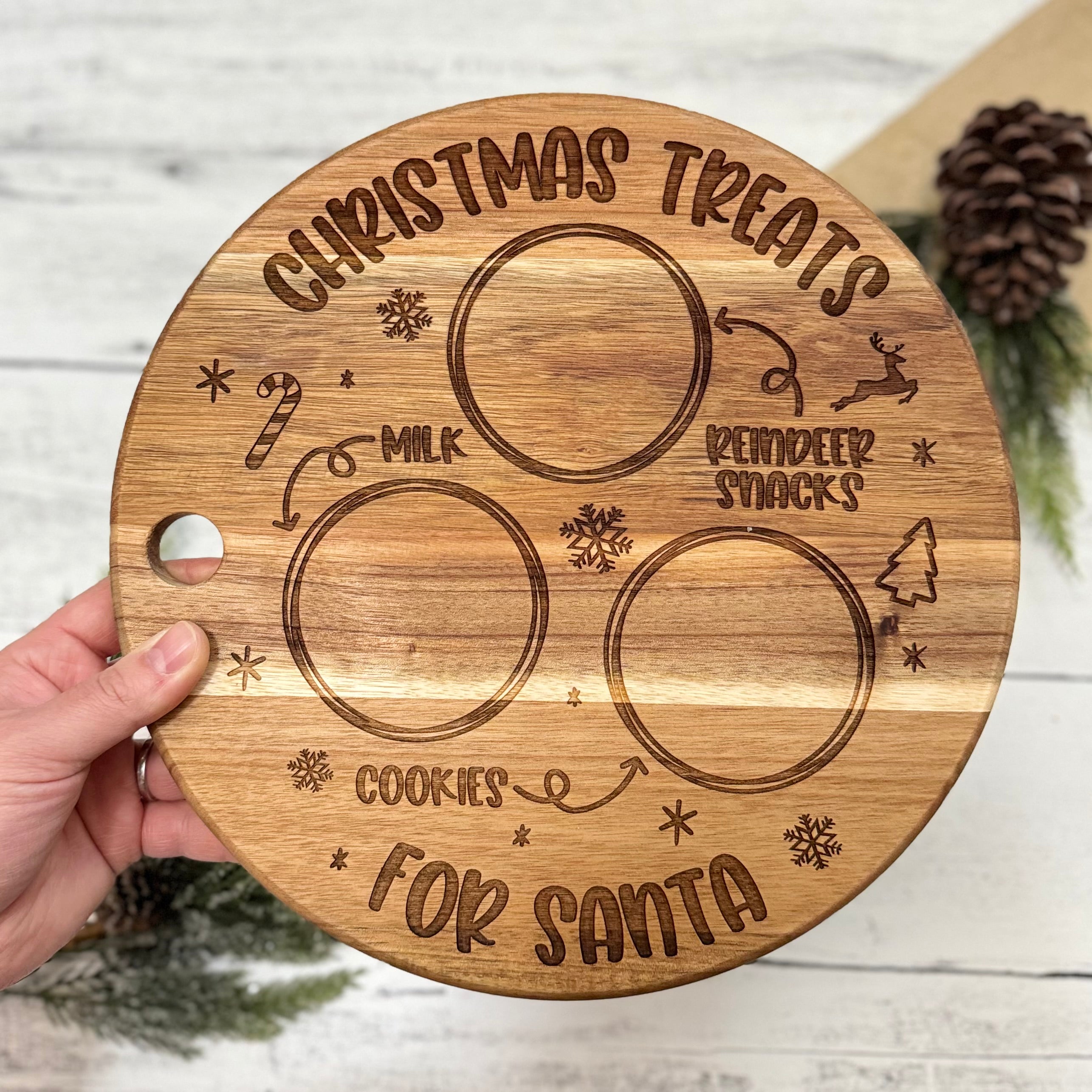 Wooden Santa Milk And Cookie Tray