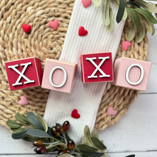 SET | Valentine's Day Stacking Word Wooden Blocks