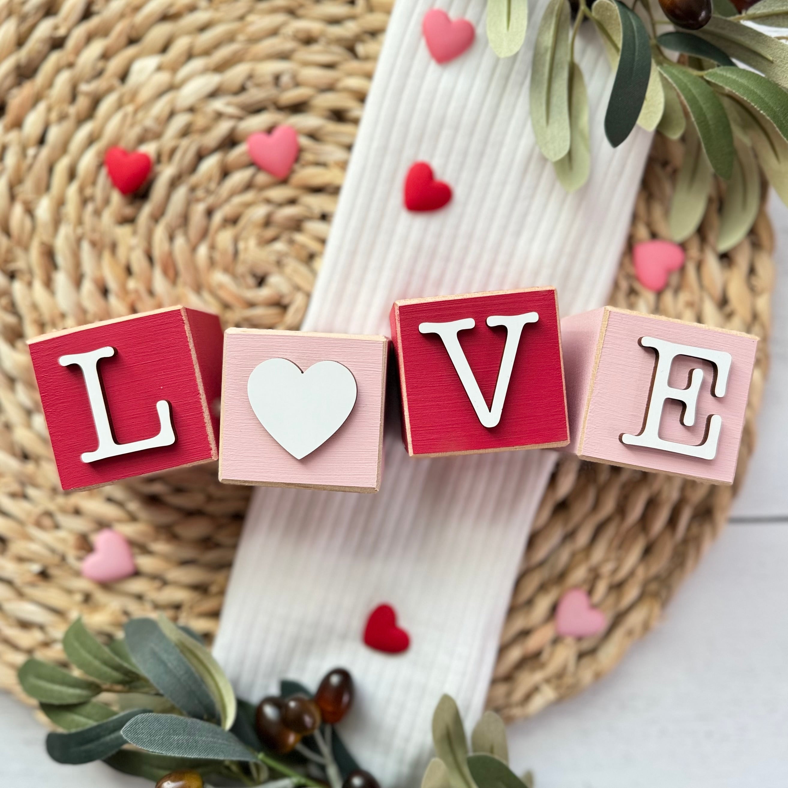 SET | Valentine's Day Stacking Word Wooden Blocks