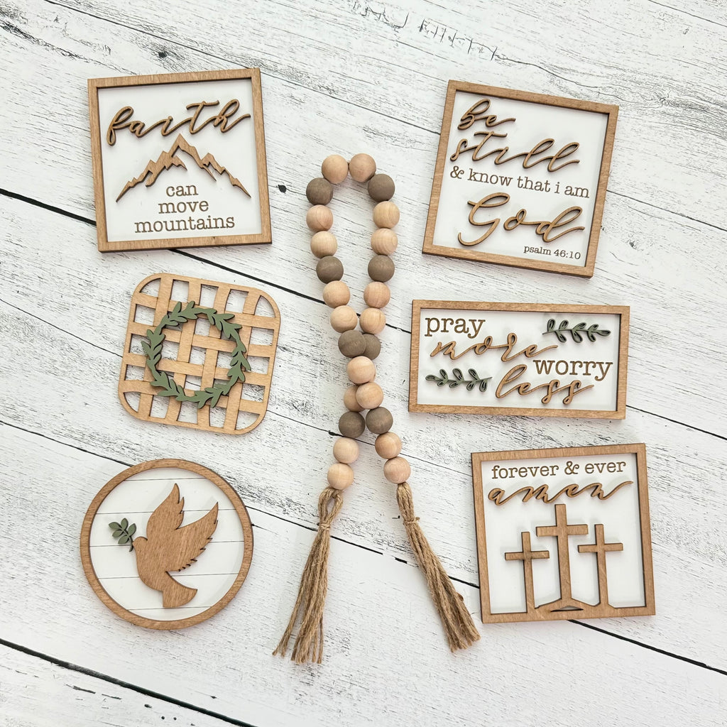 Religious Christian Themed Tier Tray Decor Bundle