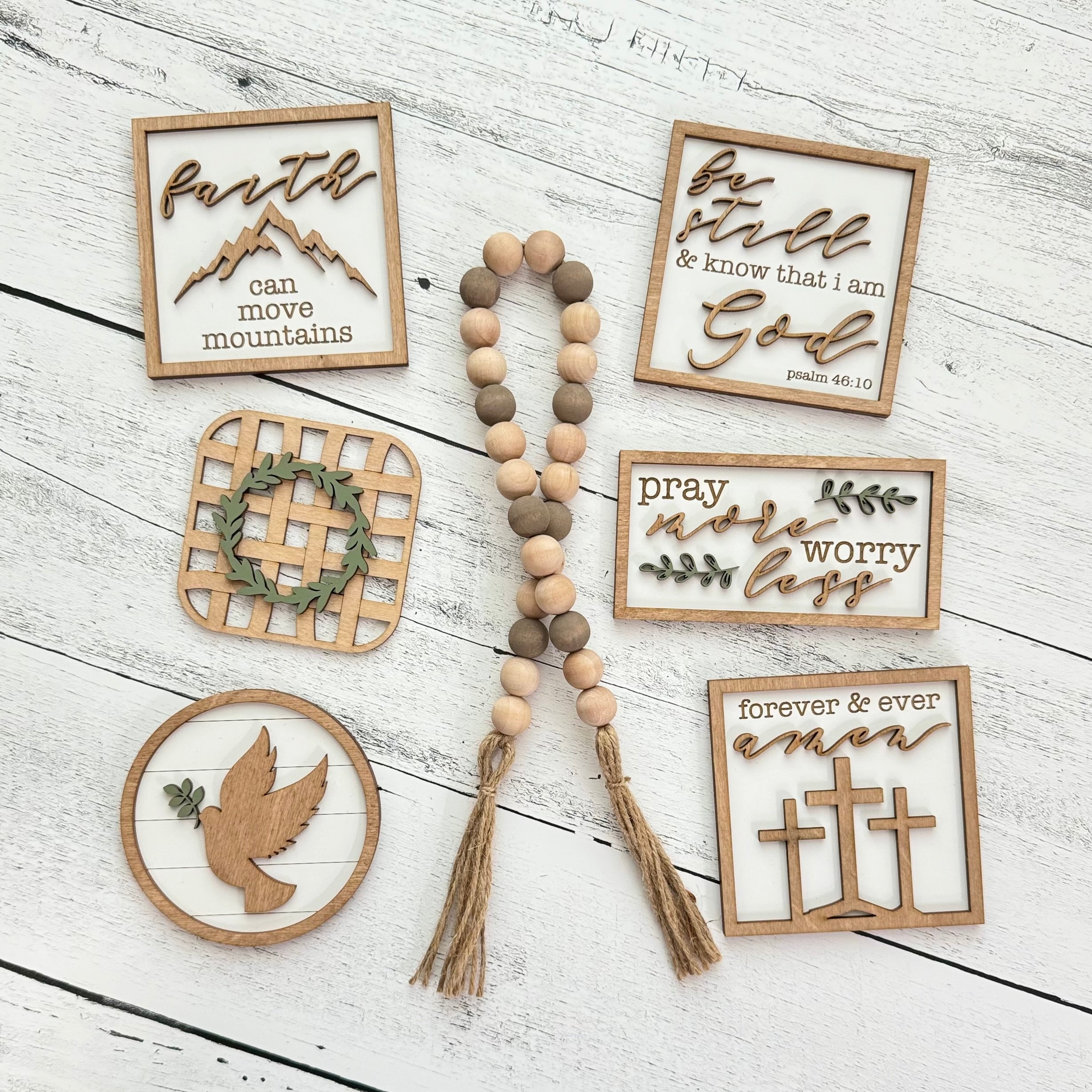 Religious Christian Themed Tier Tray Decor Bundle