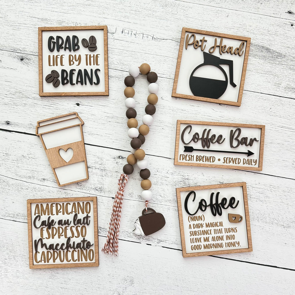 Coffee Themed Tier Tray Decor Bundle
