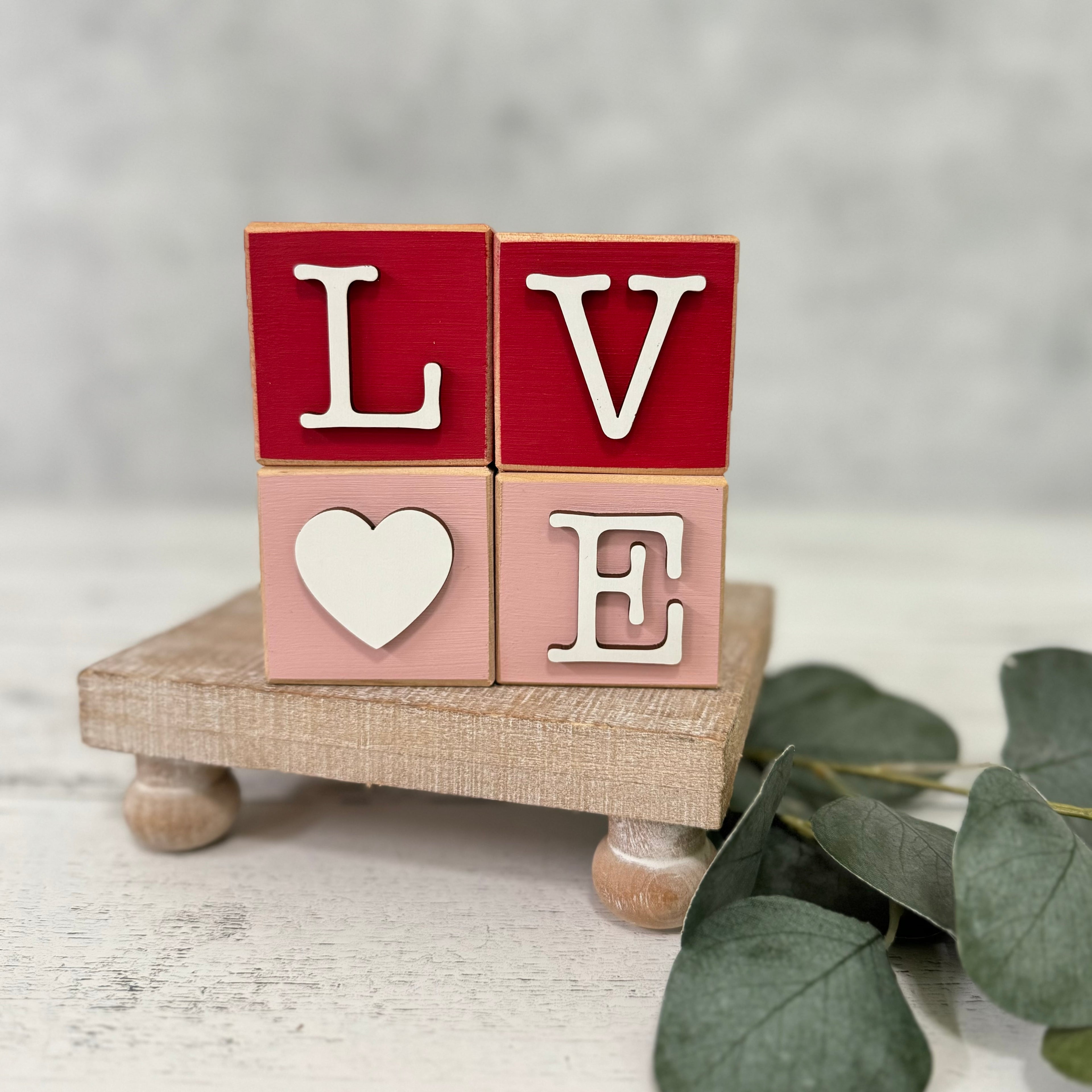 SET | Valentine's Day Stacking Word Wooden Blocks