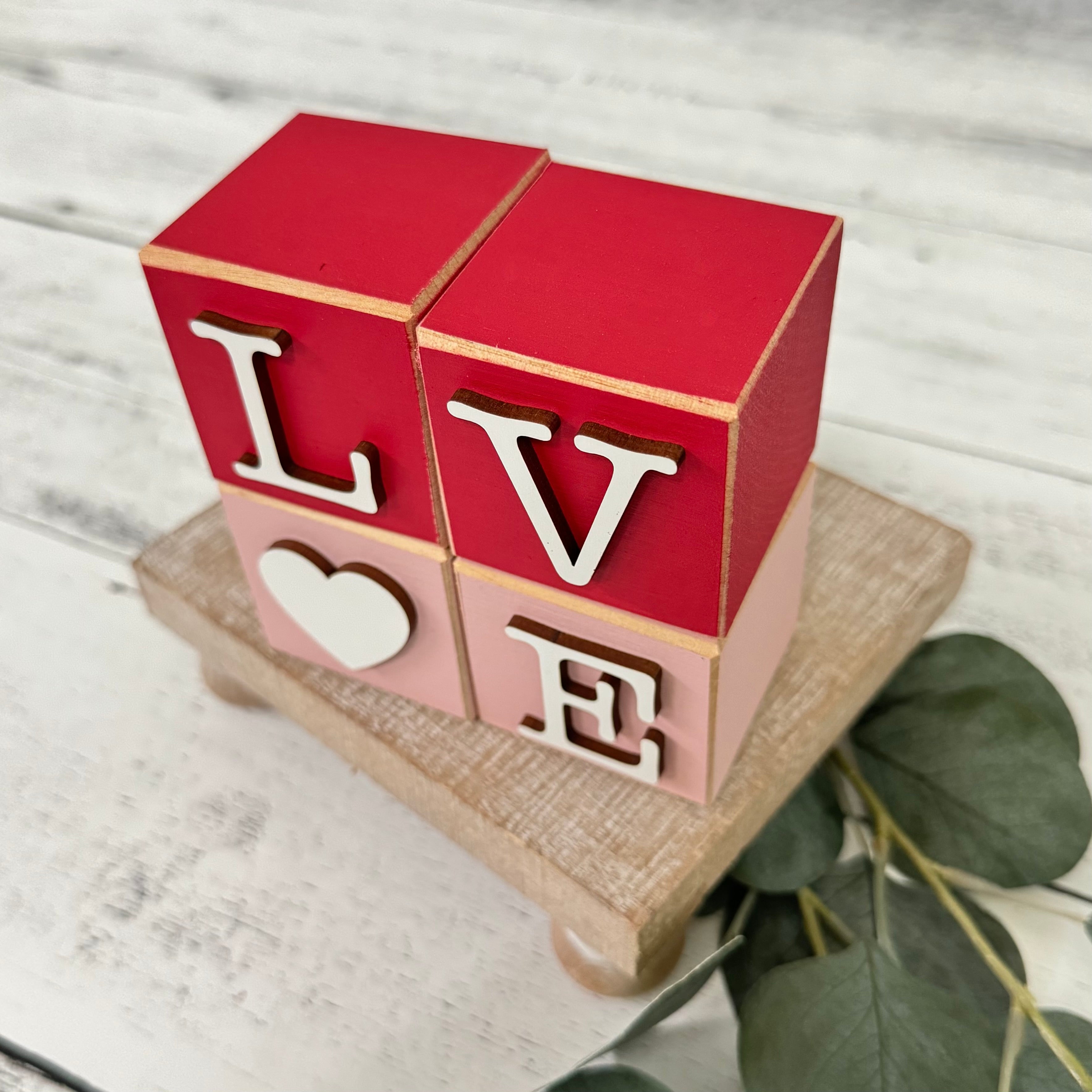 SET | Valentine's Day Stacking Word Wooden Blocks