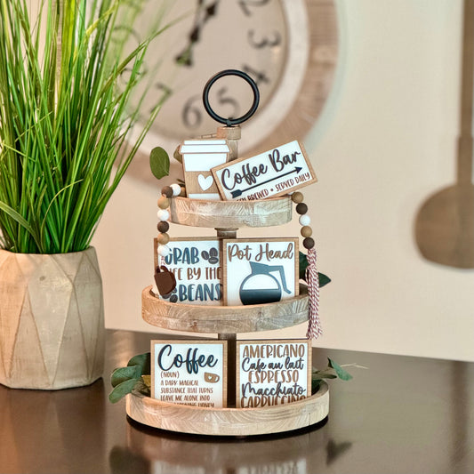 Coffee Themed Tier Tray Decor Bundle