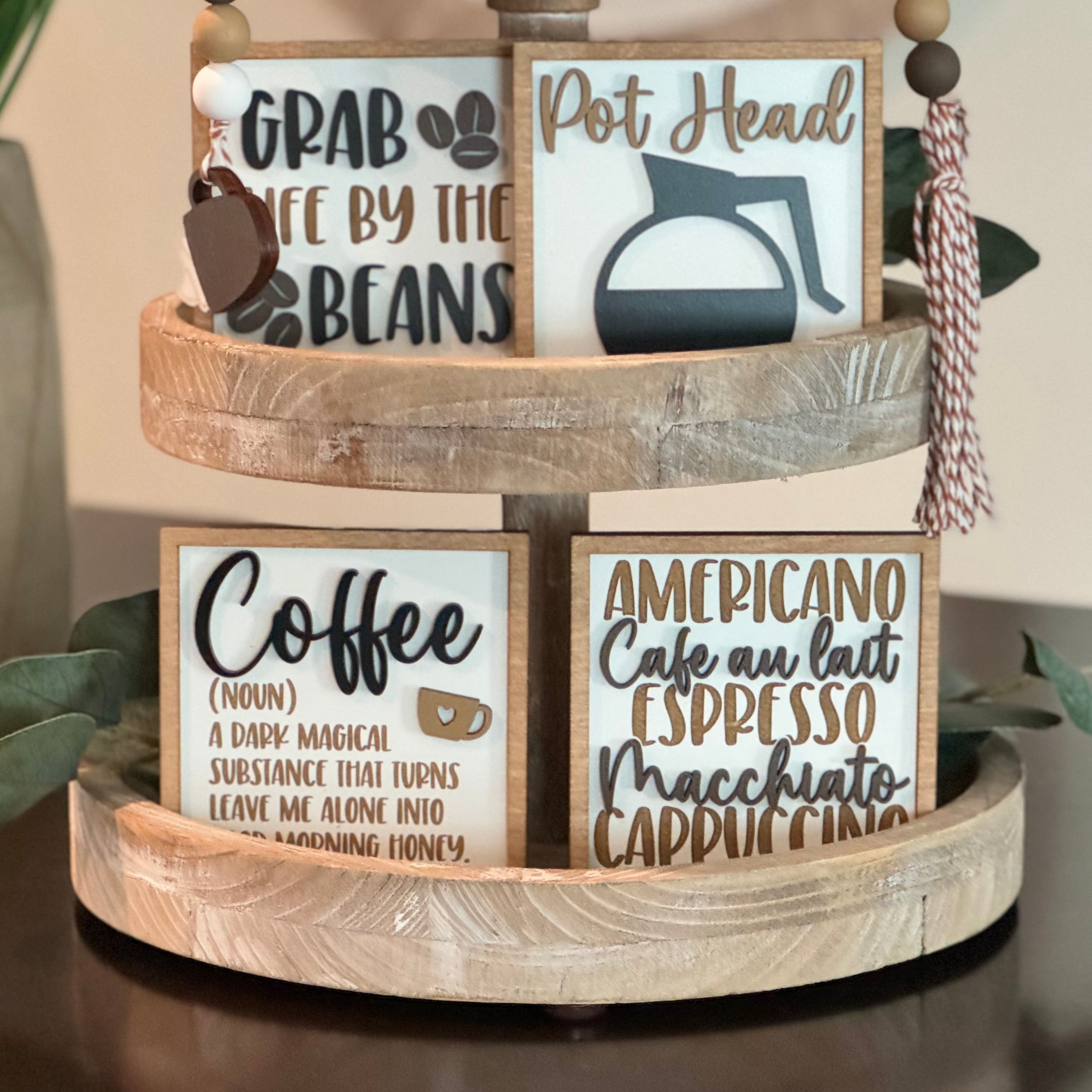 Coffee Themed Tier Tray Decor Bundle