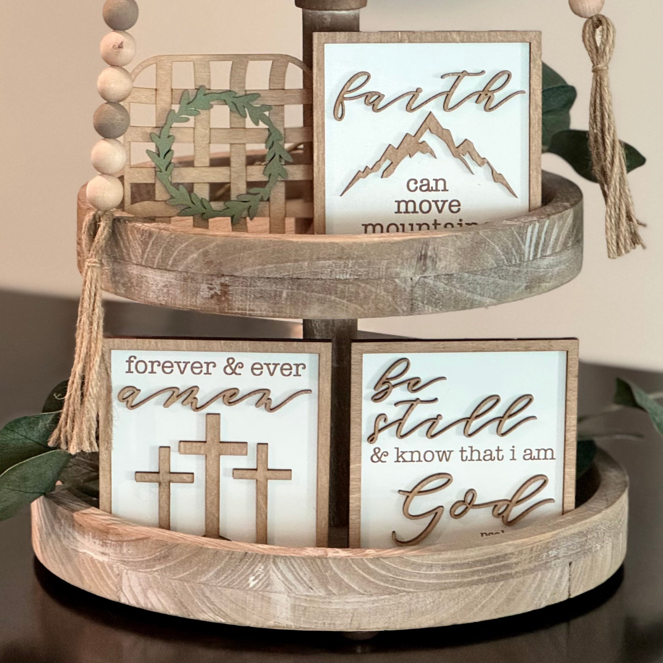 Religious Christian Themed Tier Tray Decor Bundle