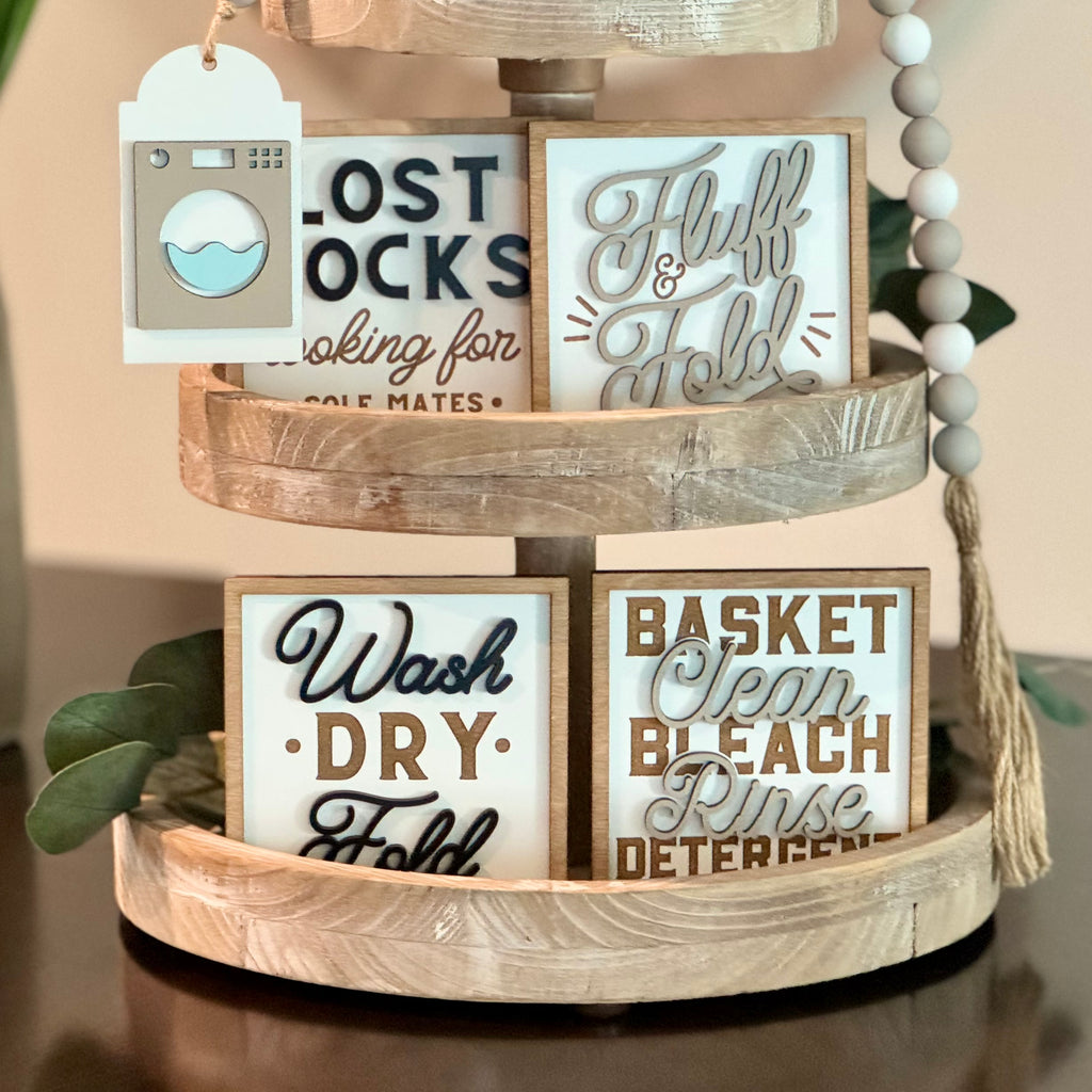 Laundry Themed Tiered Tray Decor Bundle