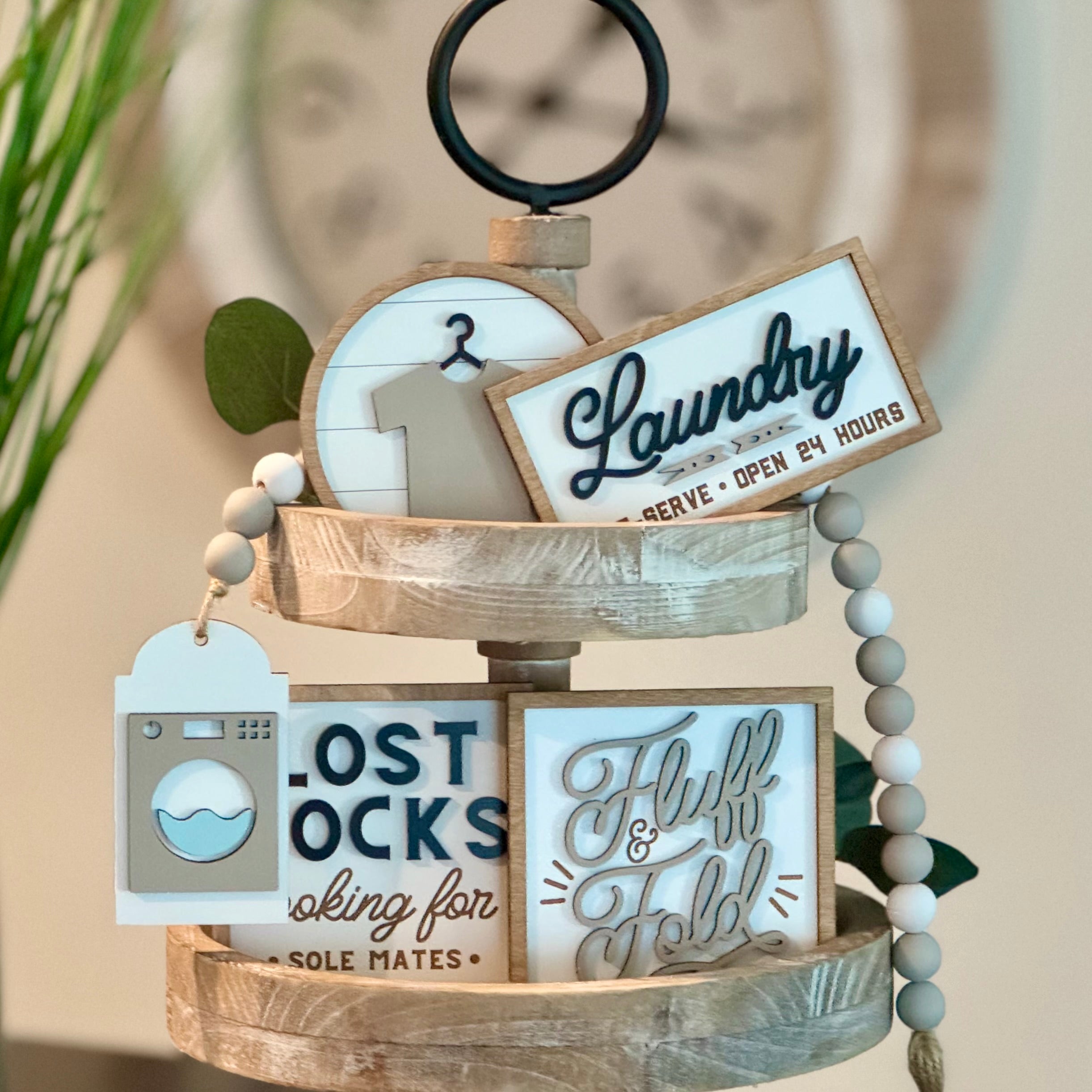Laundry Themed Tiered Tray Decor Bundle