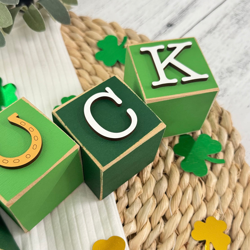 SET | St. Patrick's Day Stacking Word Wooden Blocks