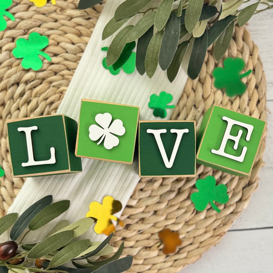 SET | St. Patrick's Day Stacking Word Wooden Blocks