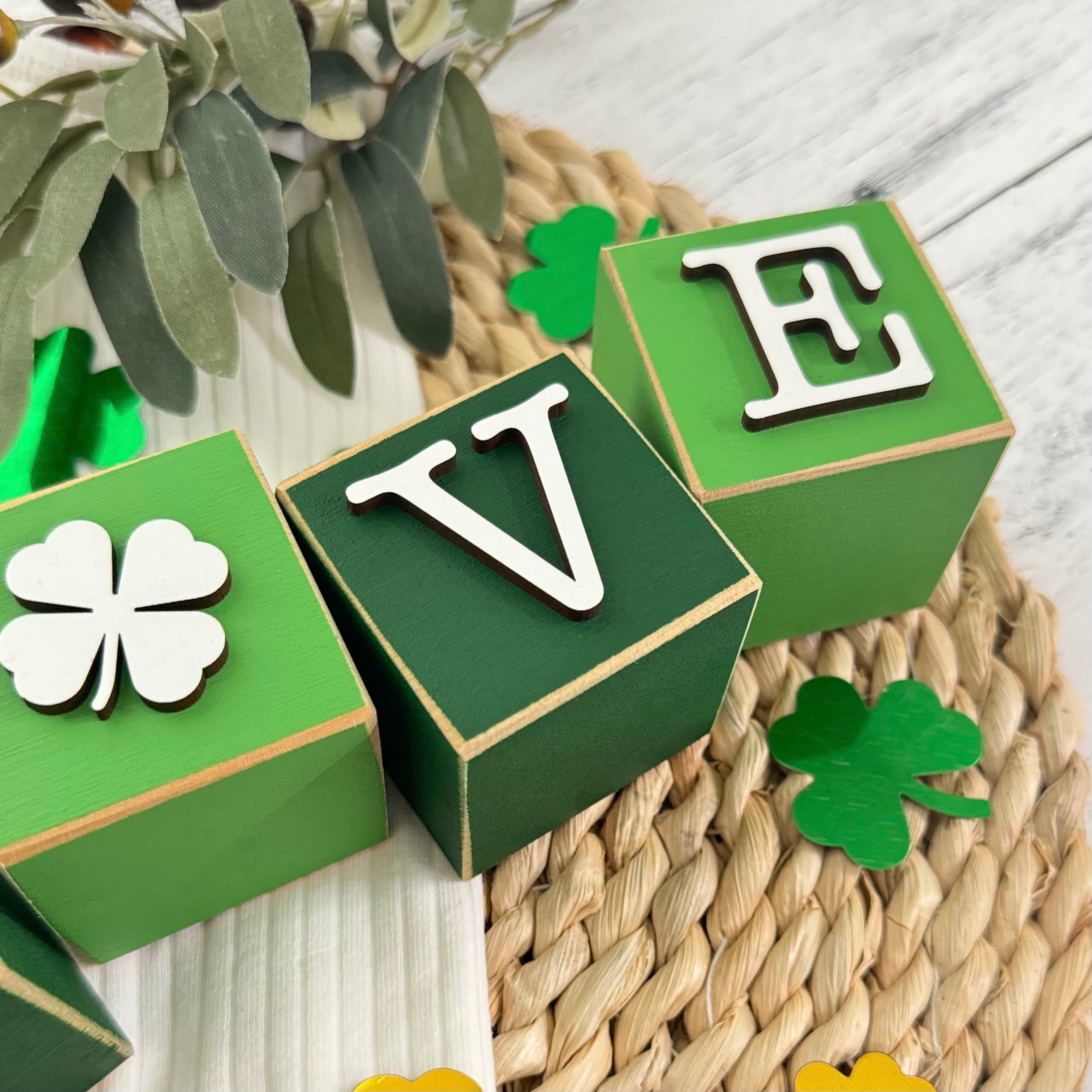 SET | St. Patrick's Day Stacking Word Wooden Blocks