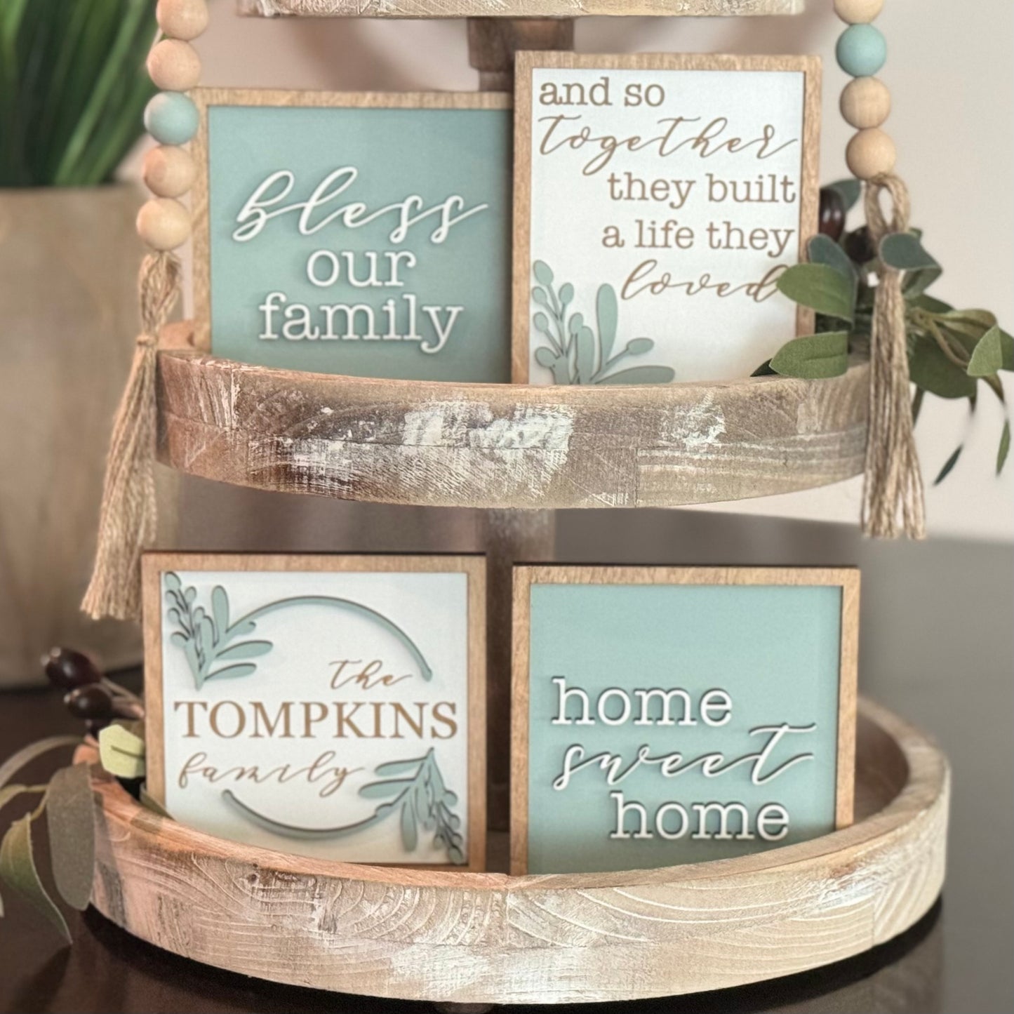 Sage Family & Home Tiered Tray Decor Bundle