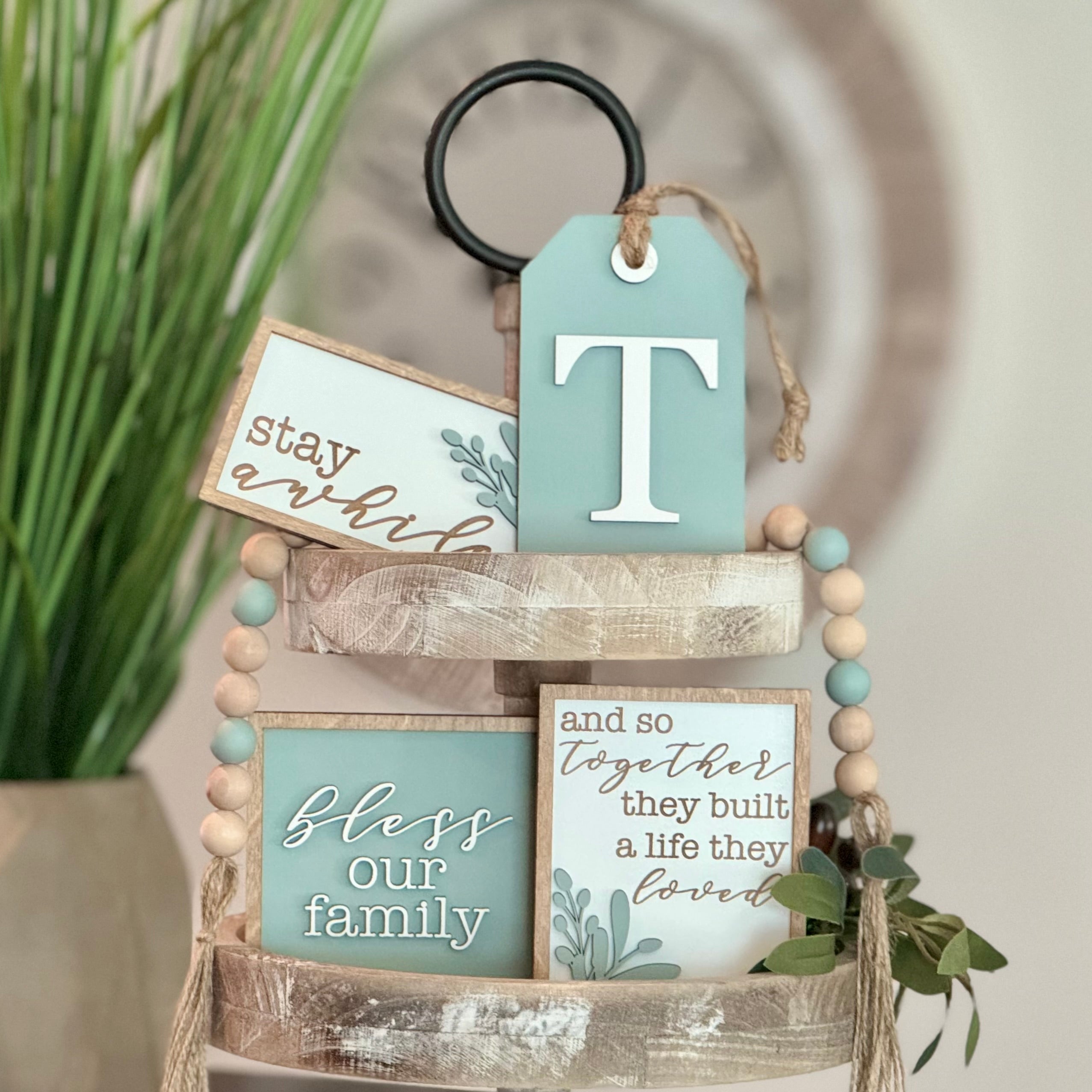 Sage Family & Home Tiered Tray Decor Bundle