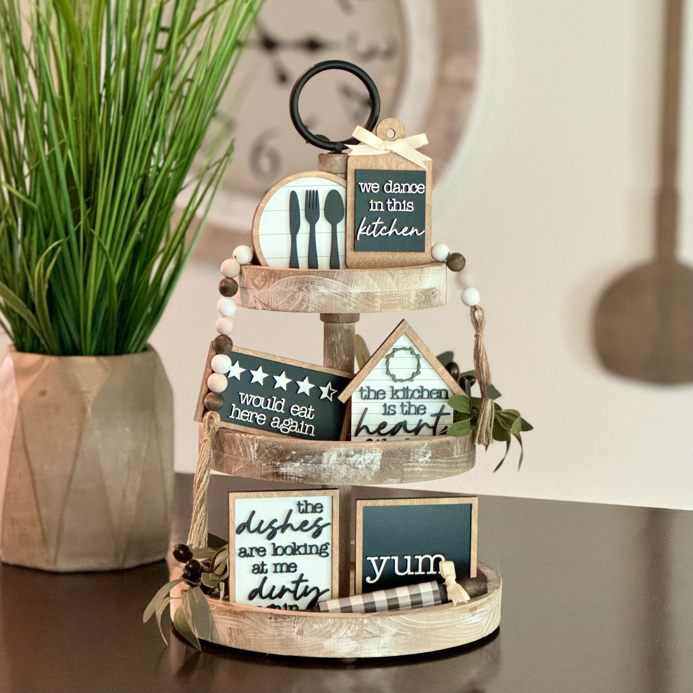 Kitchen Themed Tiered Tray Decor Bundle