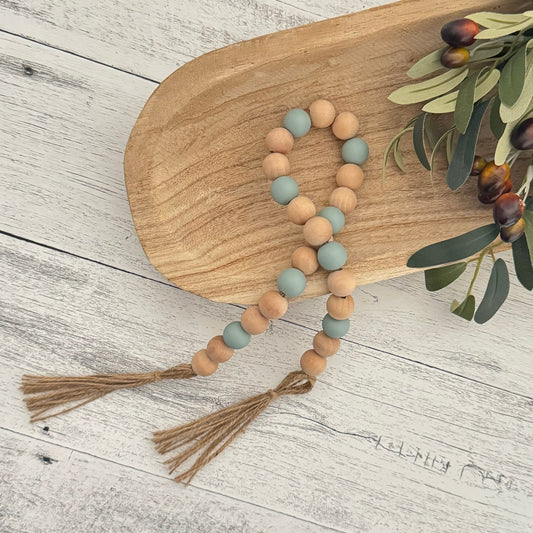 Sage And Natural Wooden Bead Garland