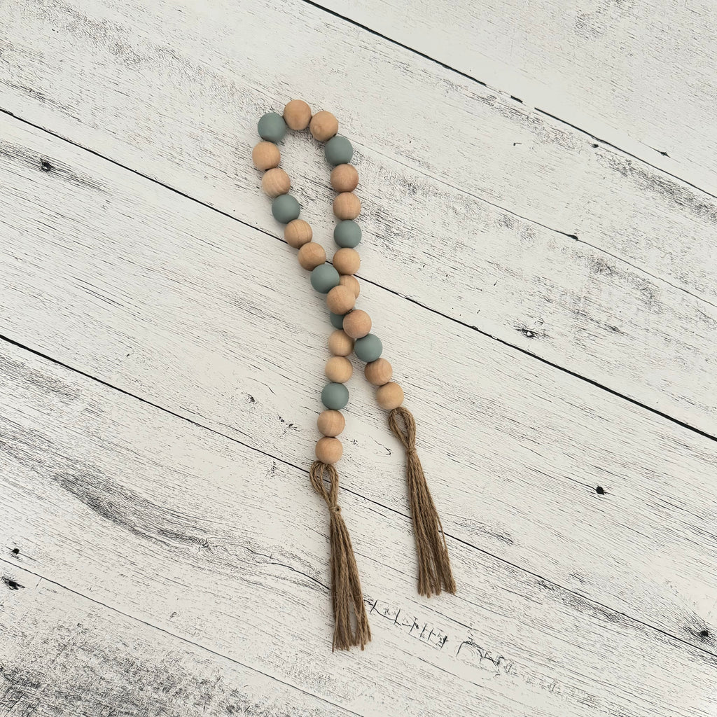 Sage And Natural Wooden Bead Garland