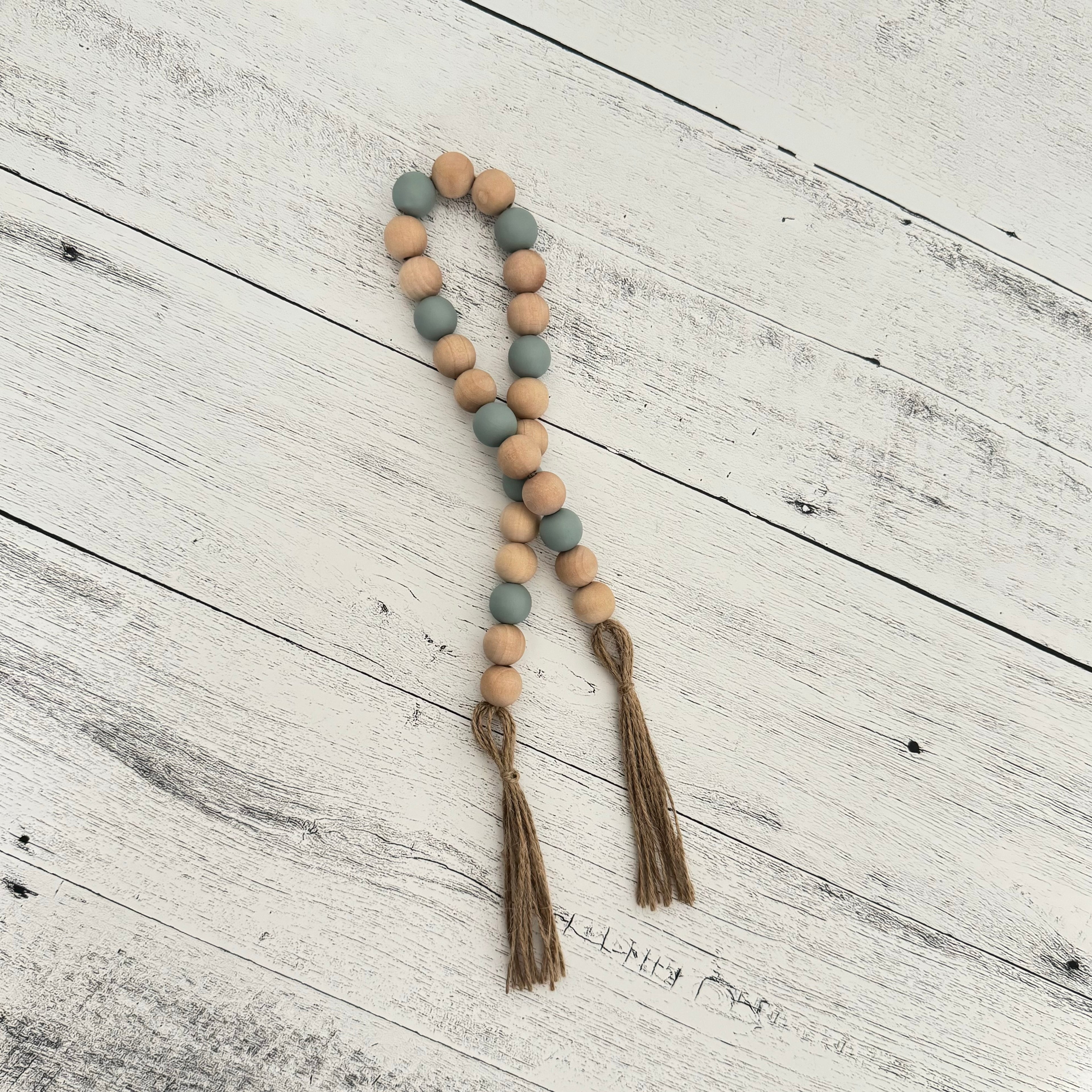 Sage And Natural Wooden Bead Garland