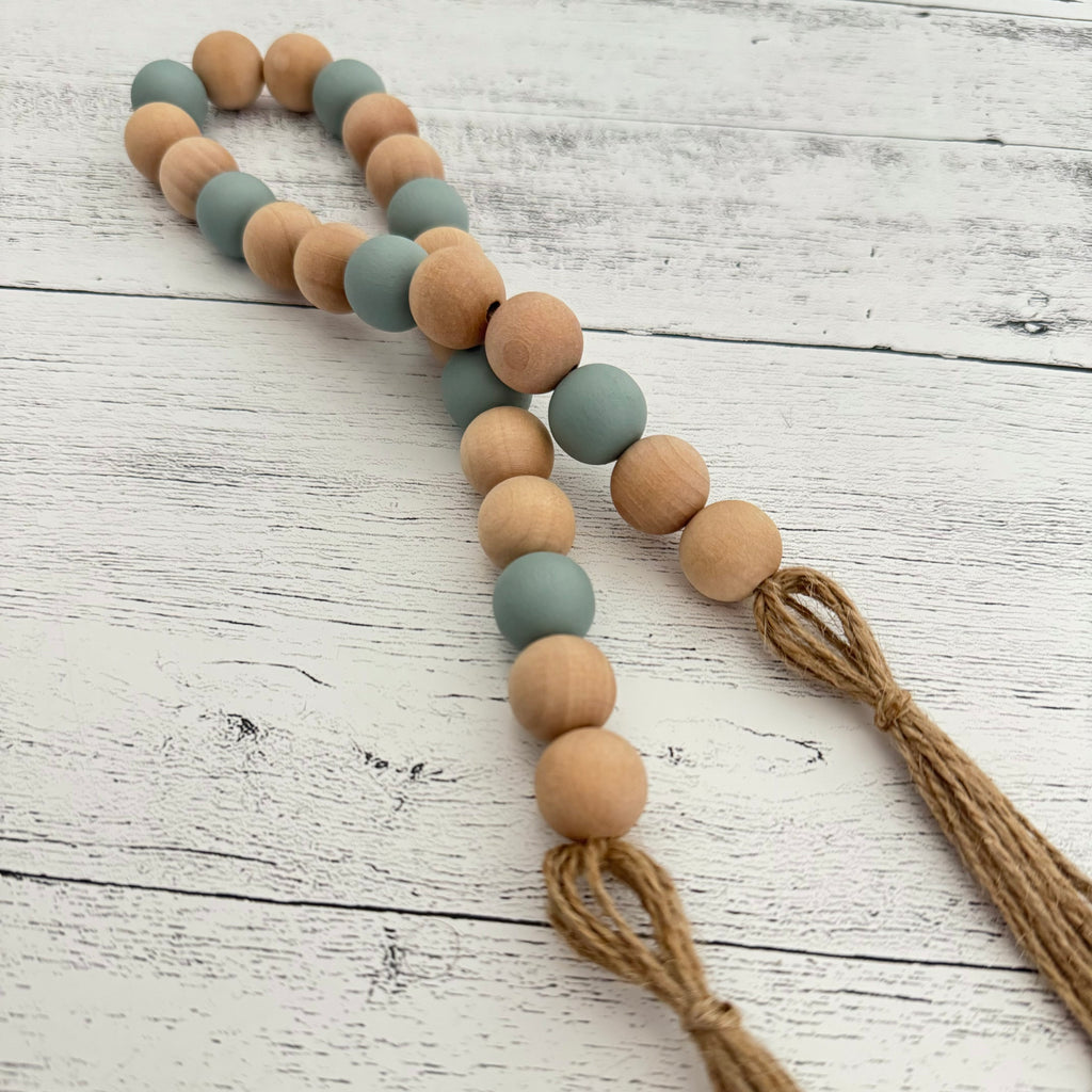 Sage And Natural Wooden Bead Garland