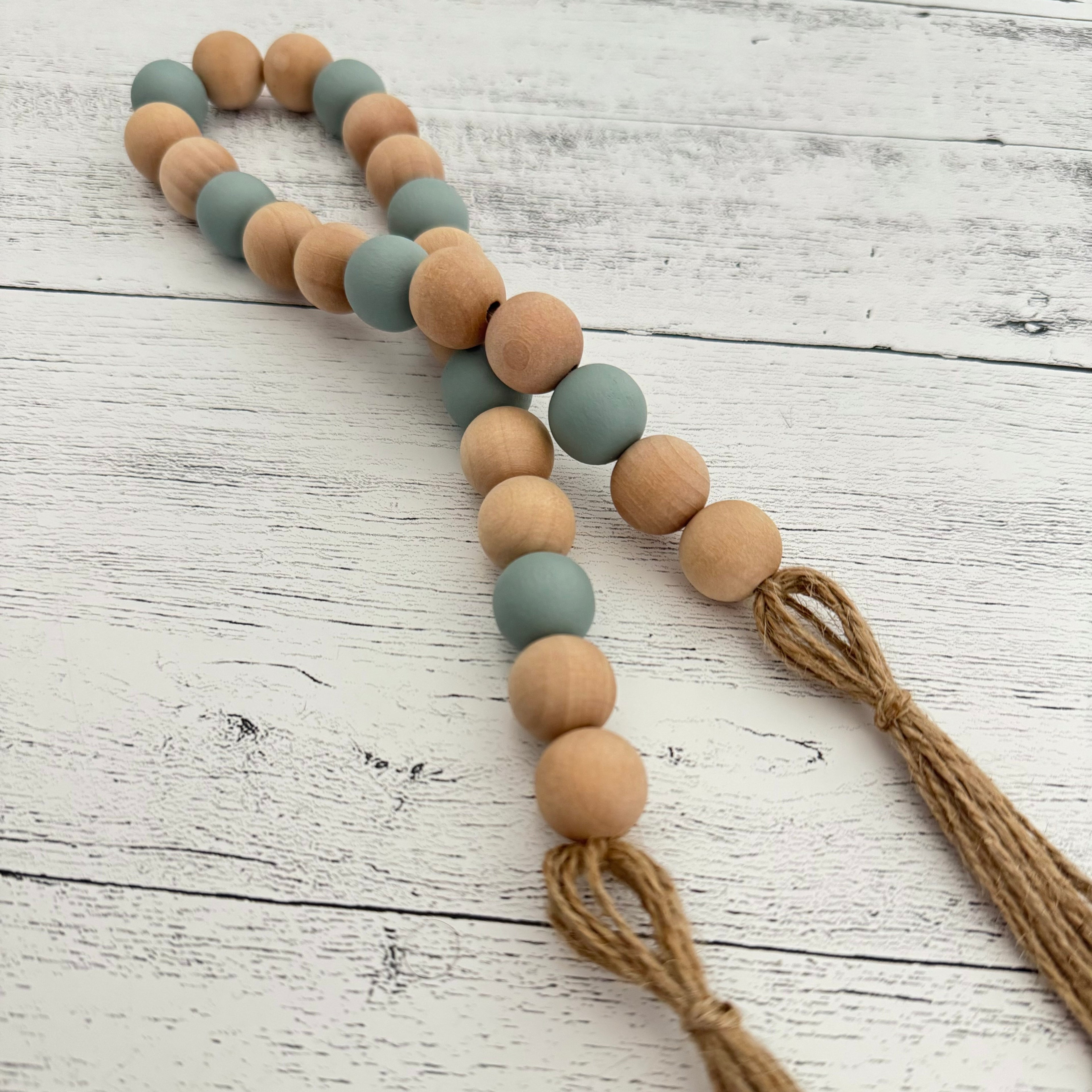 Sage And Natural Wooden Bead Garland