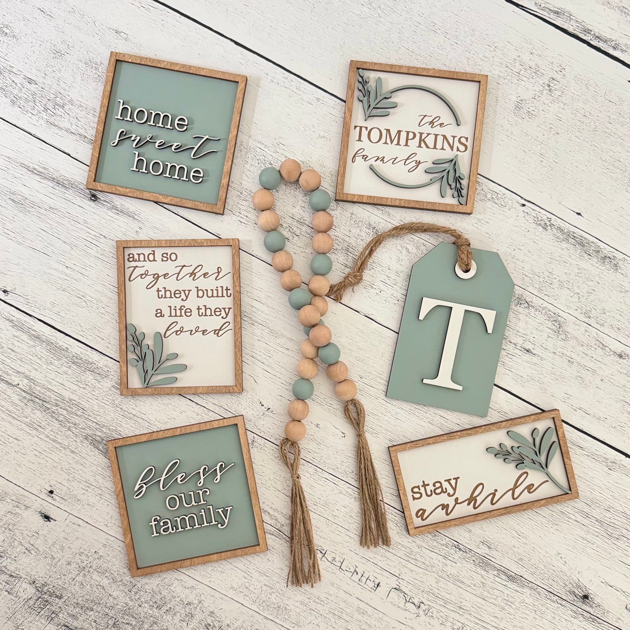 Sage Family & Home Tiered Tray Decor Bundle