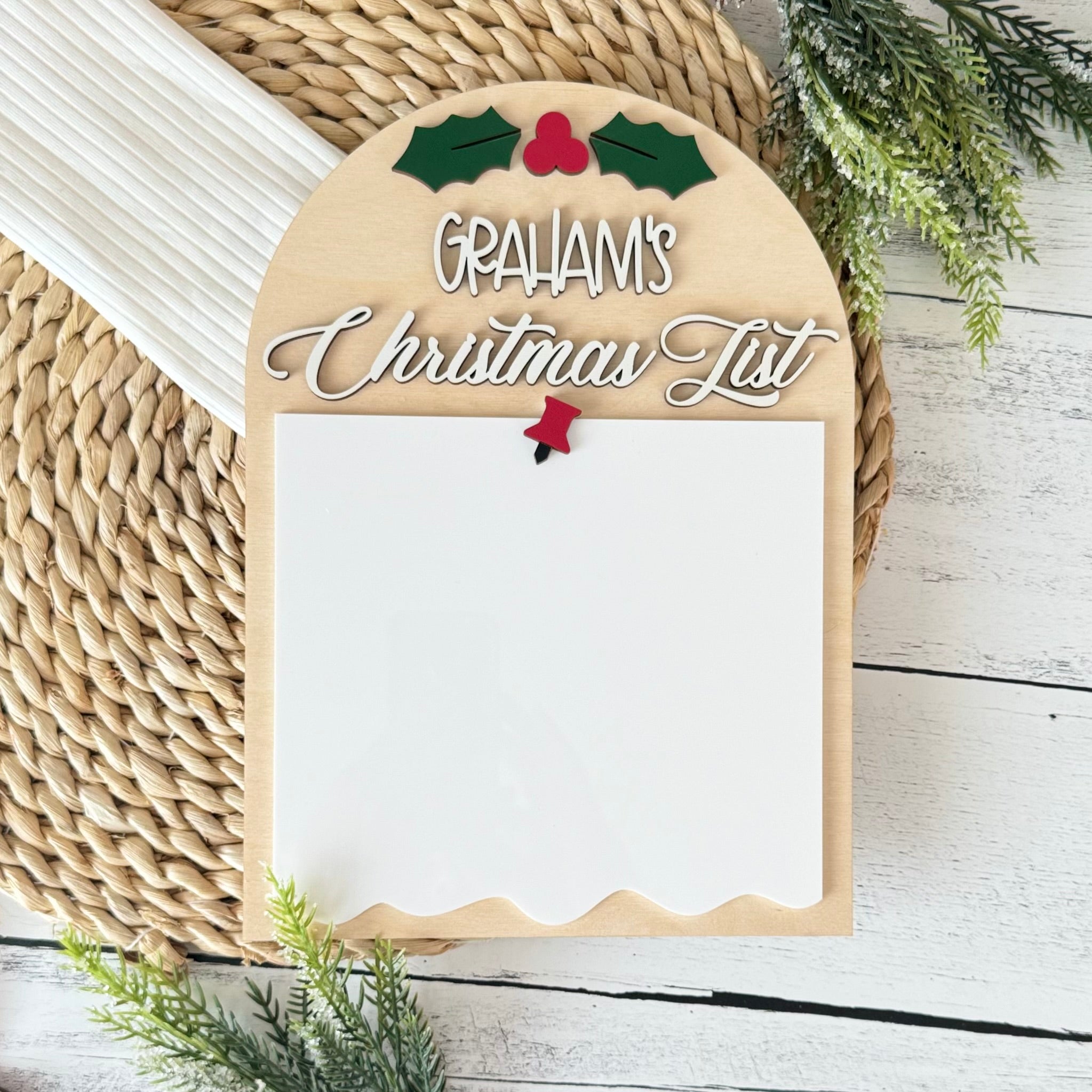 Personalized Christmas Wishlist Dry Erase Sign