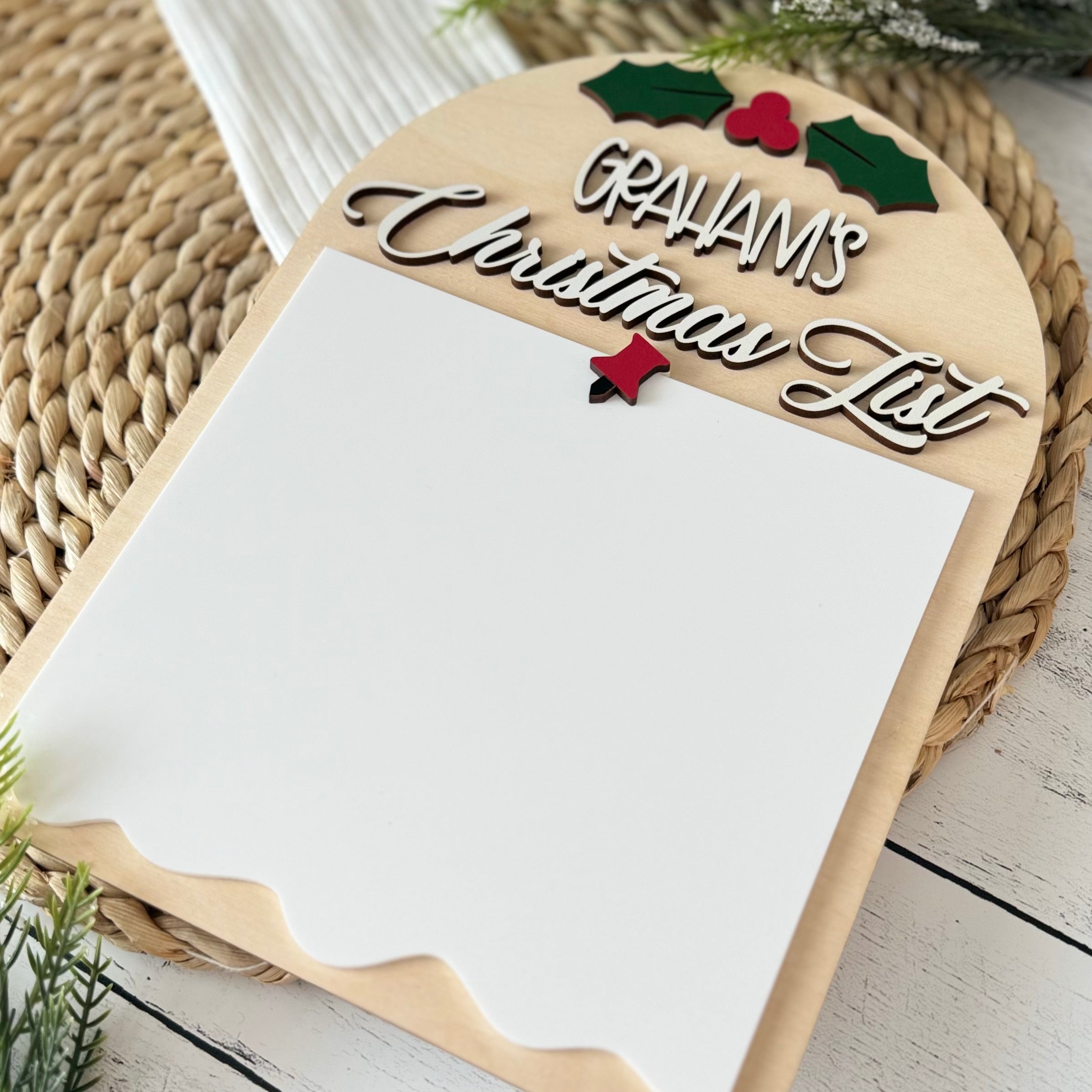 Personalized Christmas Wishlist Dry Erase Sign
