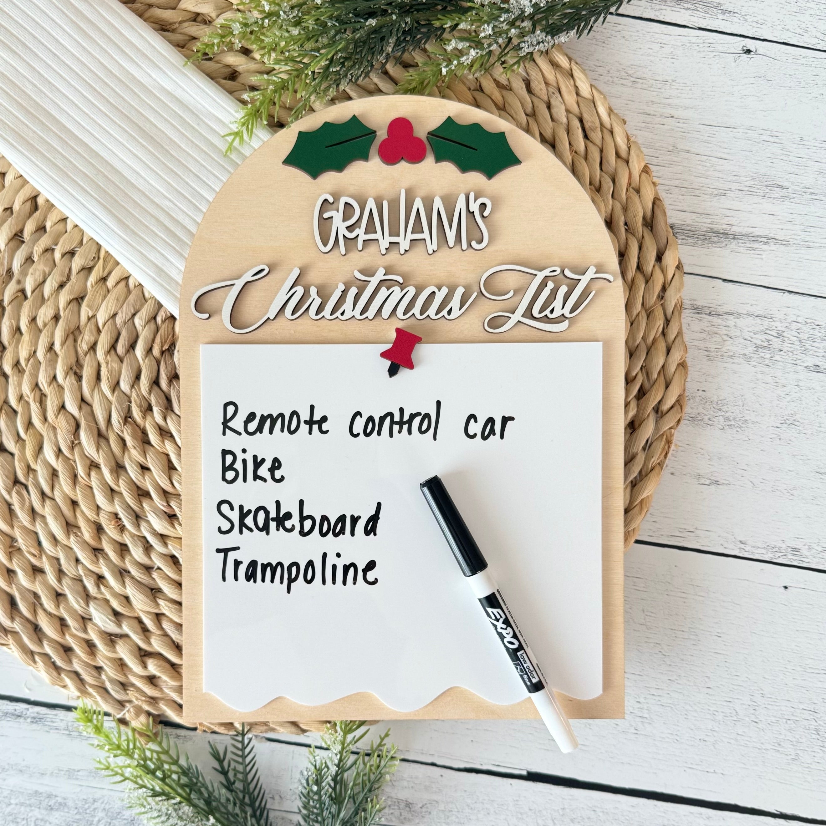 Personalized Christmas Wishlist Dry Erase Sign