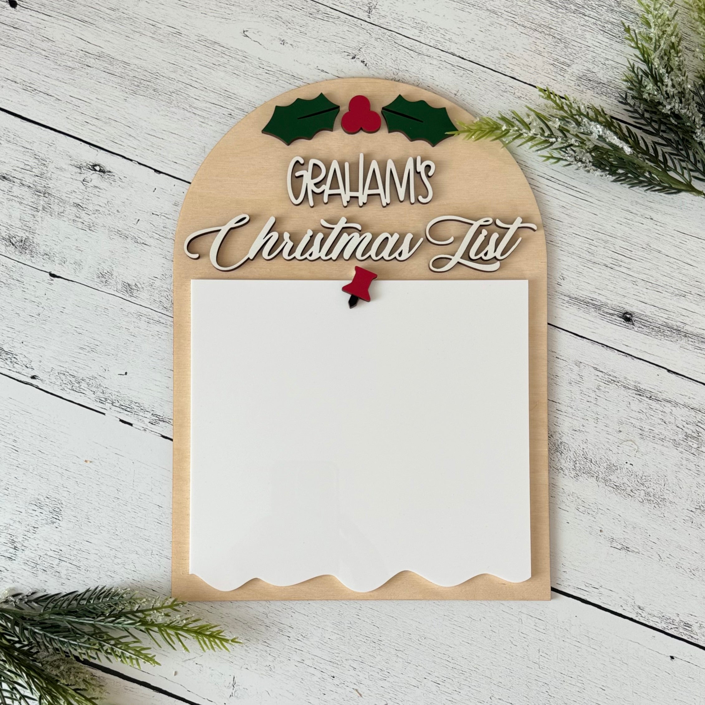 Personalized Christmas Wishlist Dry Erase Sign