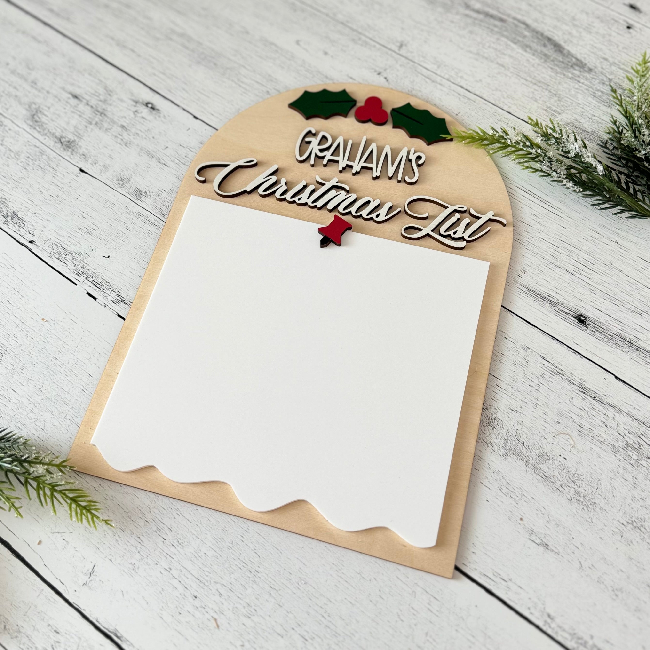 Personalized Christmas Wishlist Dry Erase Sign