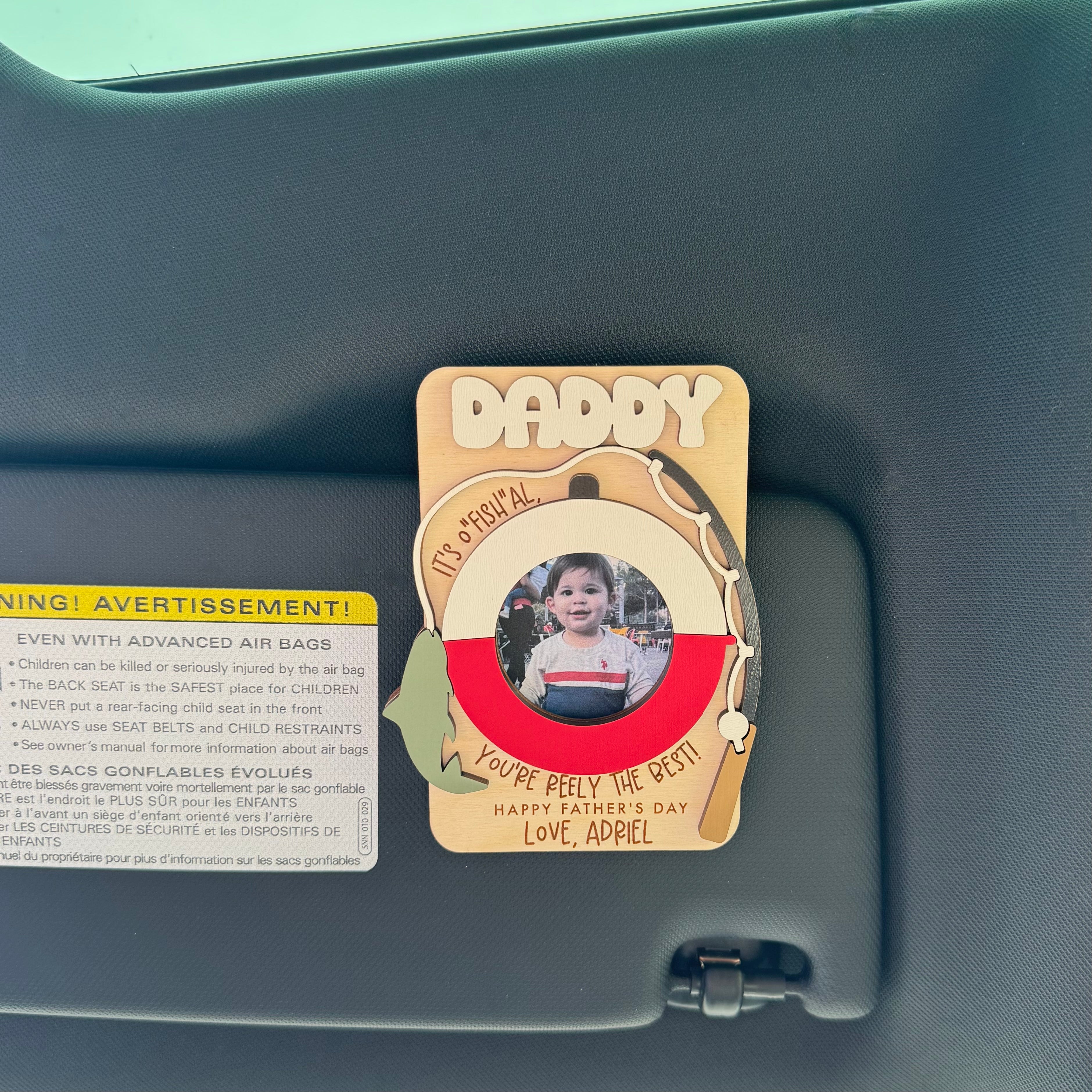 Father's Day Wooden Photo Frame | Magnetic Photo Frame | Visor Clip | Fishing