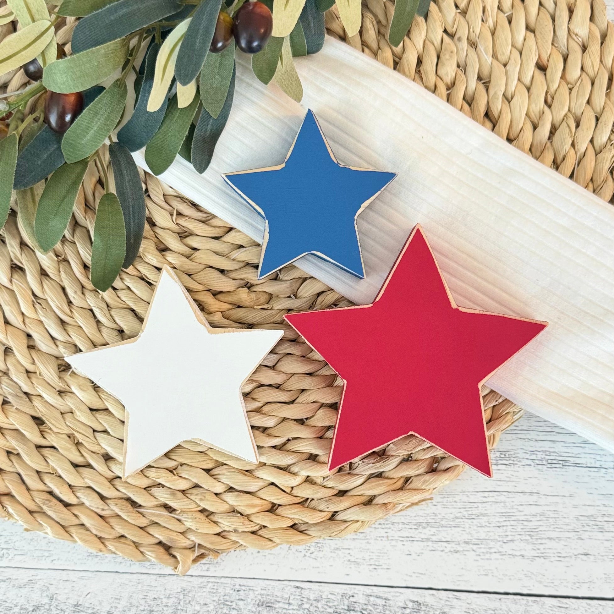 Chunky Patriotic Wooden Decorative Stars